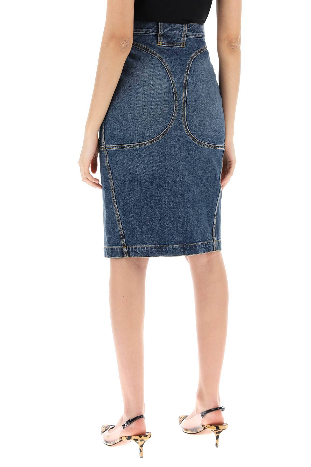 Shop Alaïa Denim Midi Skirt In Seven In Blue