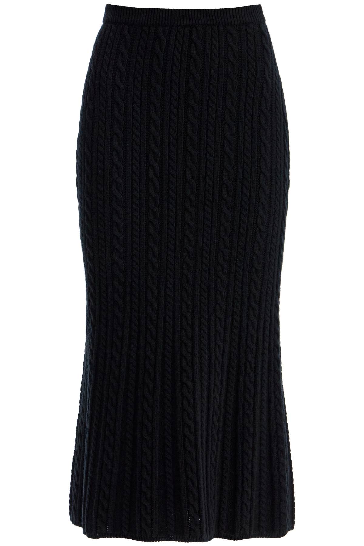 Alessandra Rich Cable-knit Wool Midi Skirt In Black
