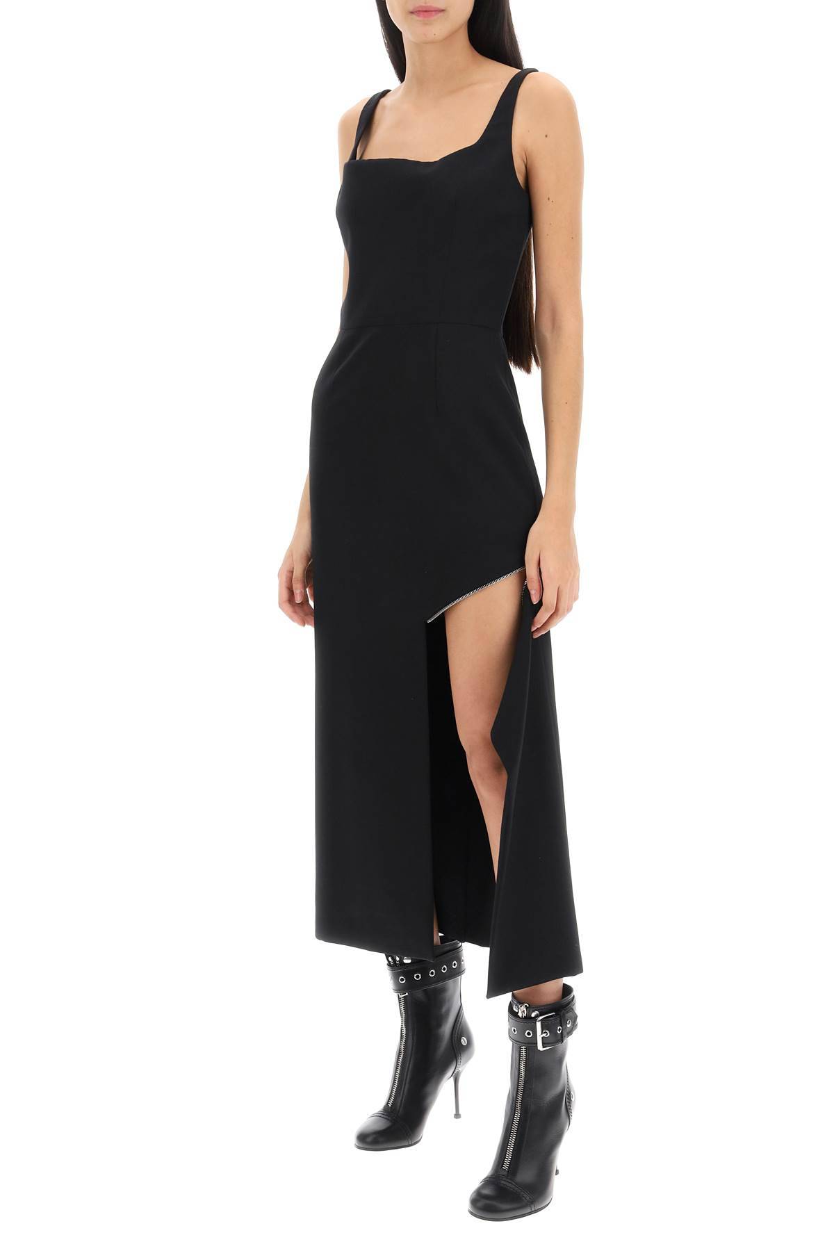 Shop Alexander Mcqueen Midi Sheath Dress With Convertible Panel In Black