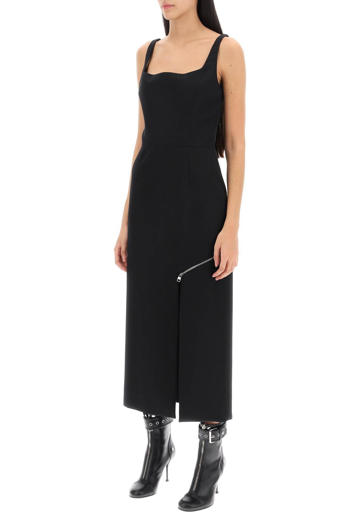 Shop Alexander Mcqueen Midi Sheath Dress With Convertible Panel In Black
