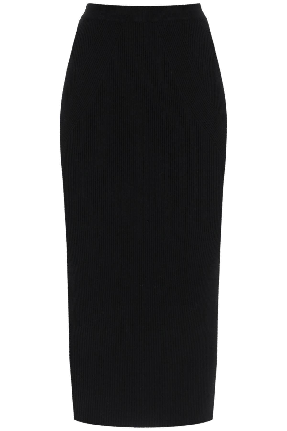 Shop Alexander Mcqueen Ribbed-knit Pencil Skirt In Black
