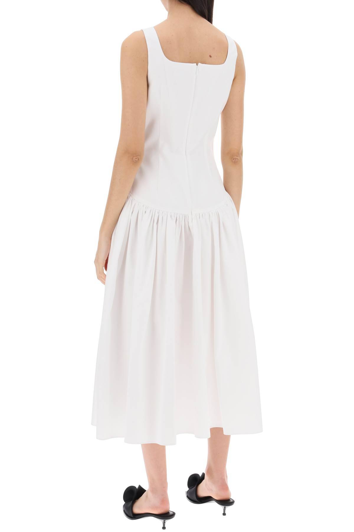 Shop Alexander Mcqueen Midi Poplin Dress In In White