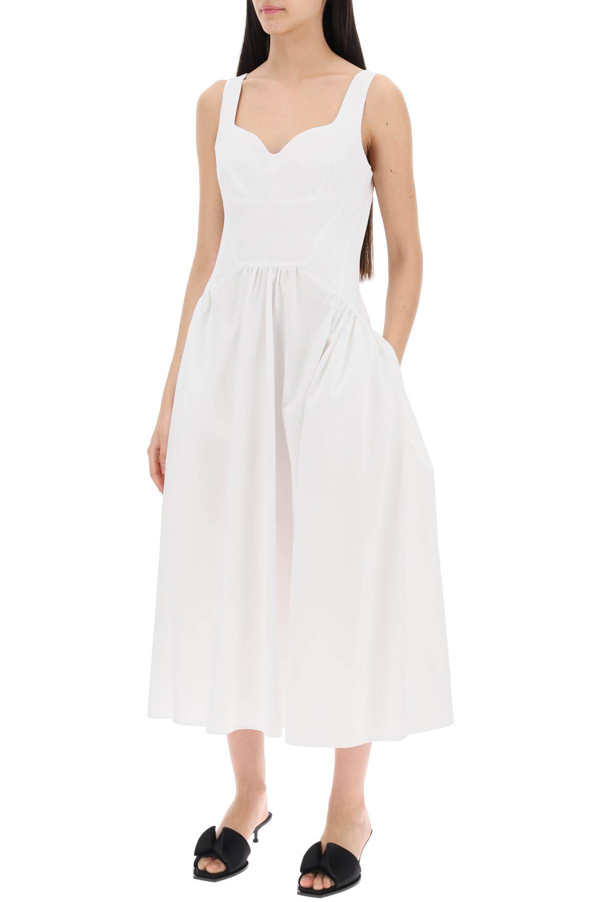 Shop Alexander Mcqueen Midi Poplin Dress In In White