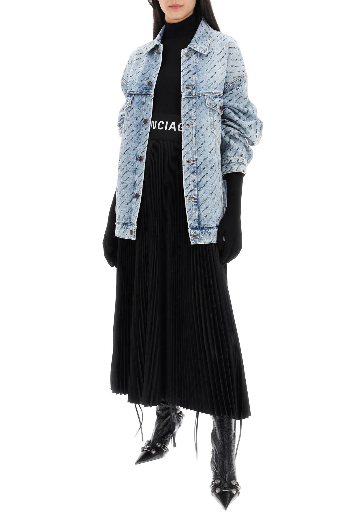 Shop Balenciaga "diagonal Fold Midi Skirt With In Black