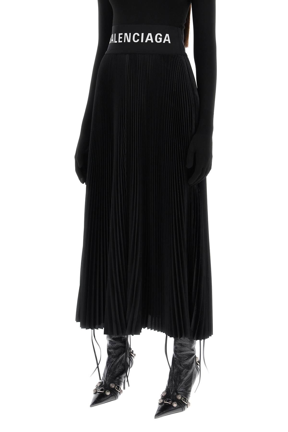 Shop Balenciaga "diagonal Fold Midi Skirt With In Black