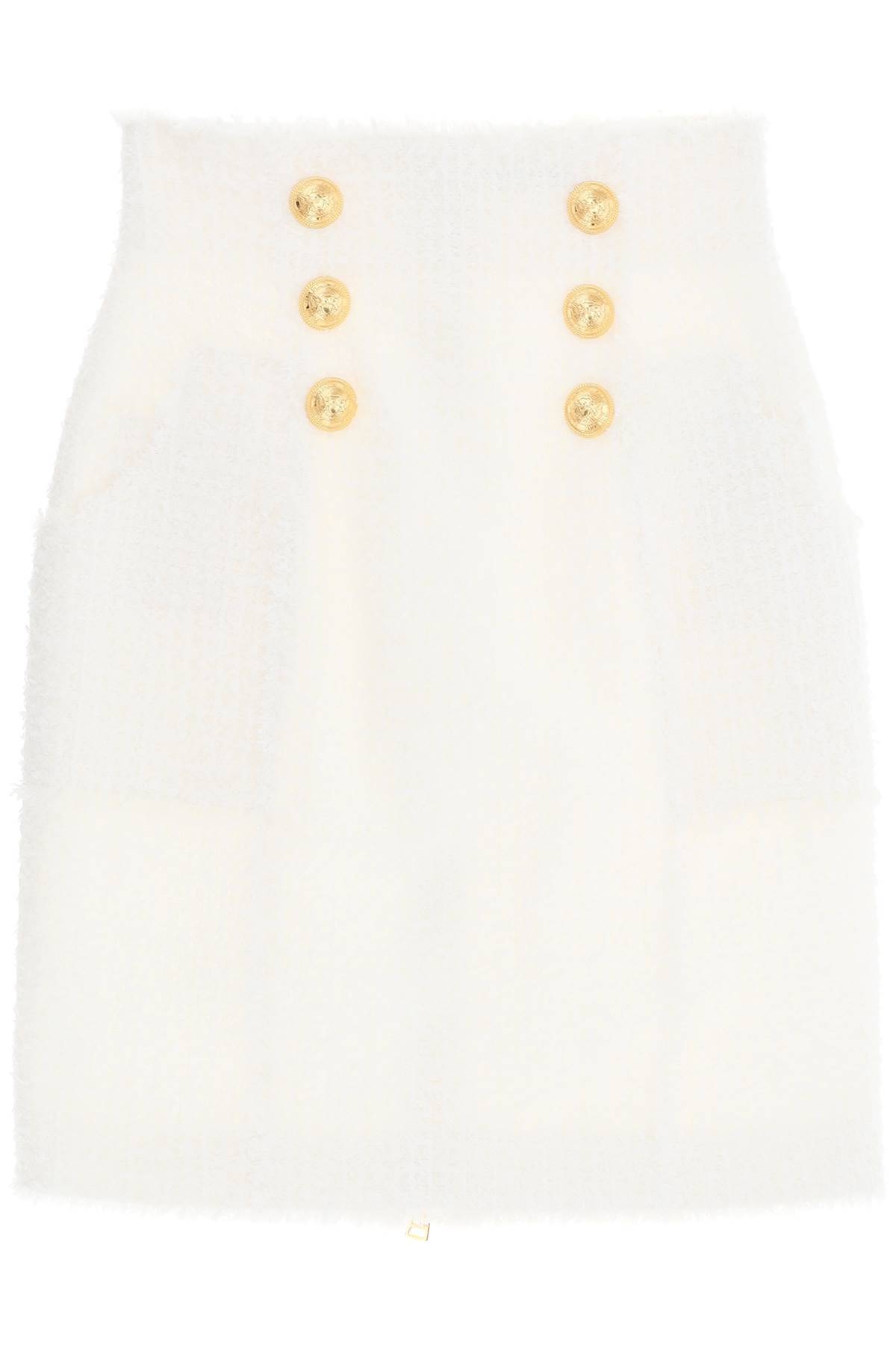 Shop Balmain Pencil Skirt In Monochrome Tweed In White