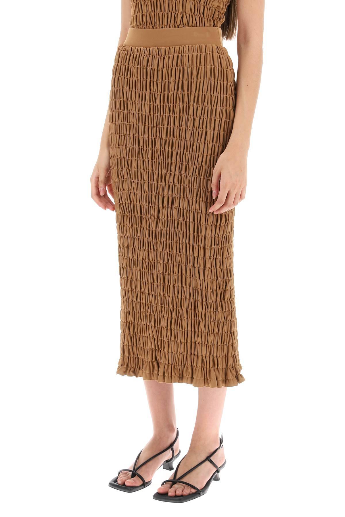 Shop By Malene Birger 'emla' Smocked Pencil Skirt In Brown