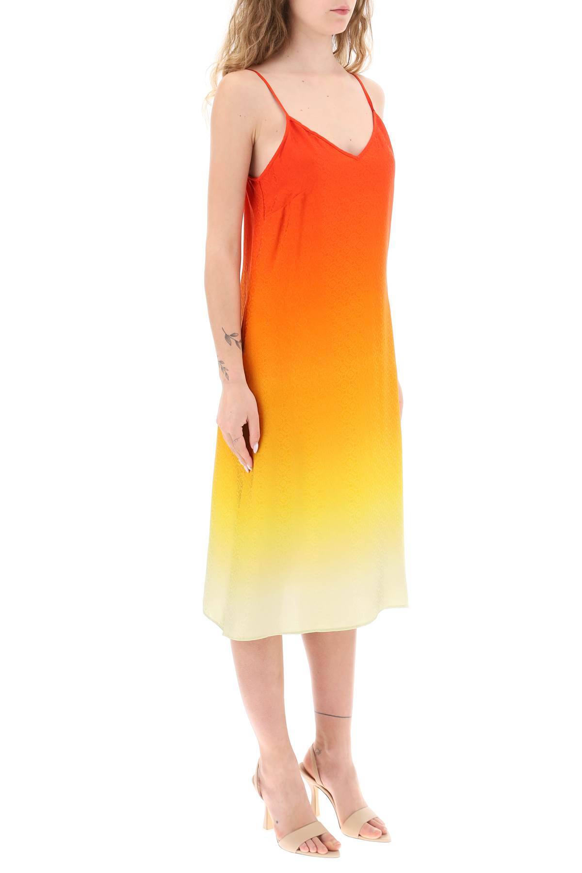 Shop Casablanca Silk Satin Slip Dress With Gradient Effect In Orange,yellow,red