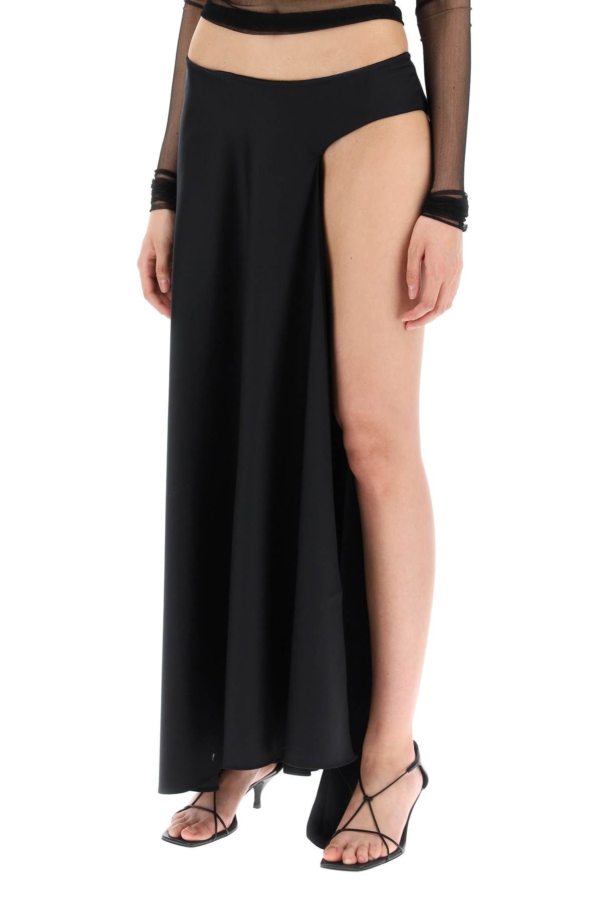 Shop Christopher Esber Asymmetric Wool Talus Skirt In Black