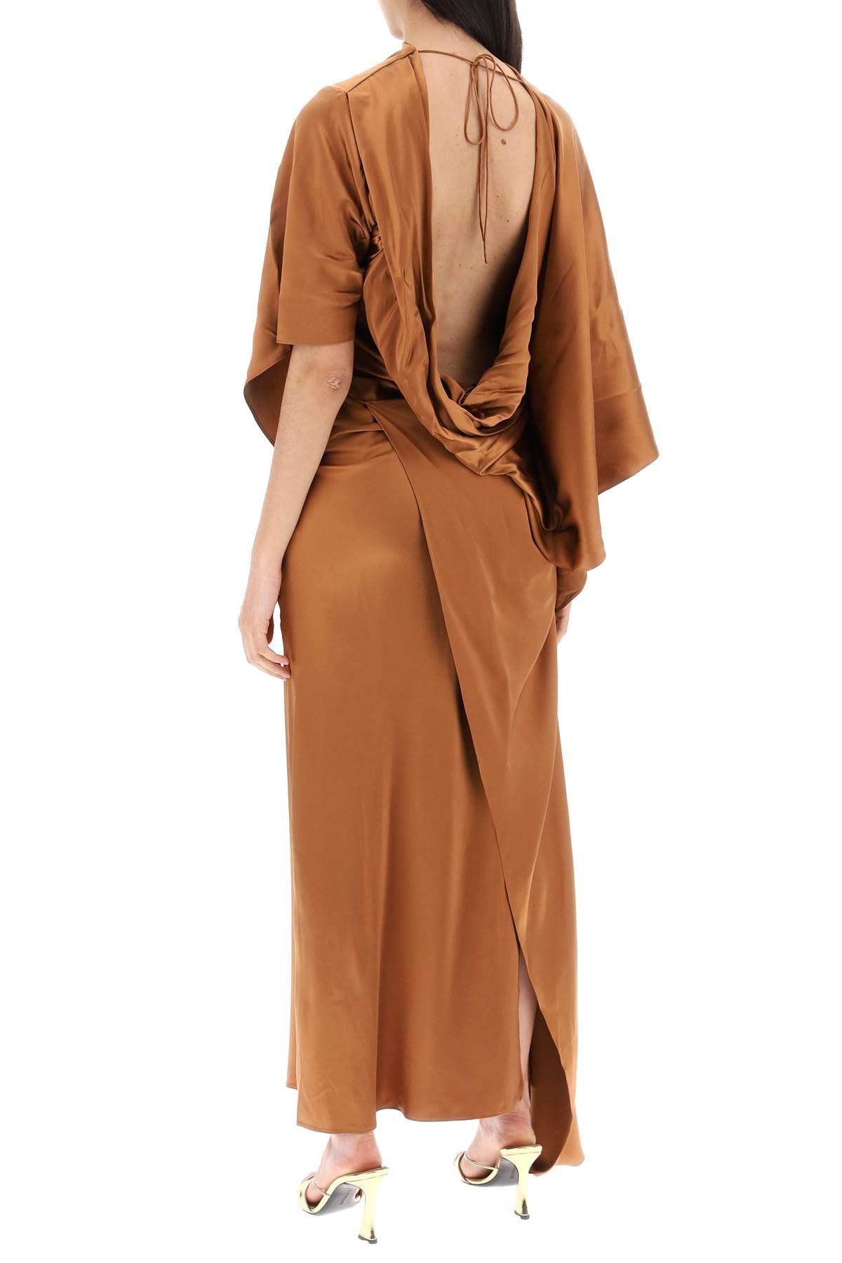 Shop Christopher Esber Cusco Silk Draped Midi Dress In Brown