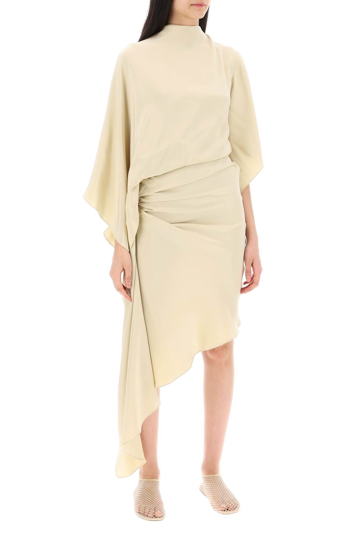 Shop Christopher Esber Cusco Silk Draped Midi Dress In Neutro