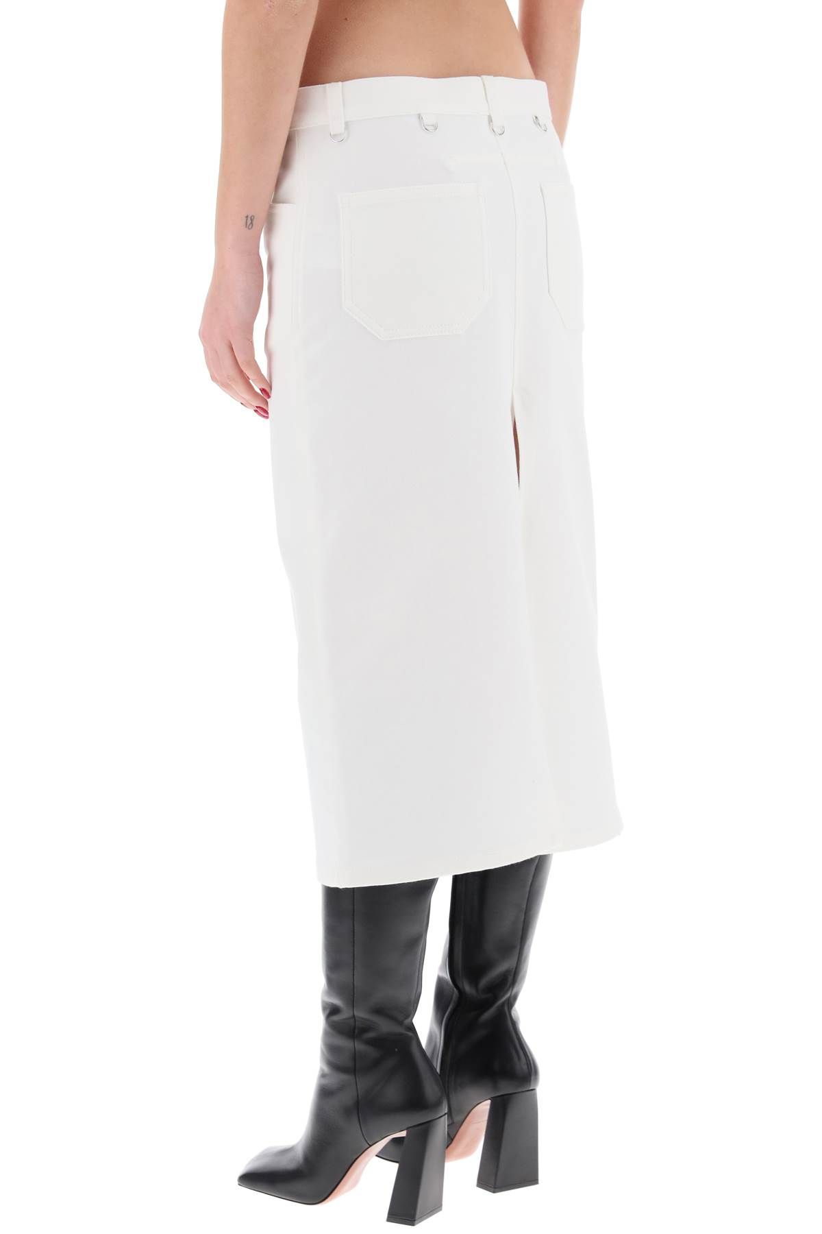 Shop Courrèges "denim Midi Skirt With Multif In White