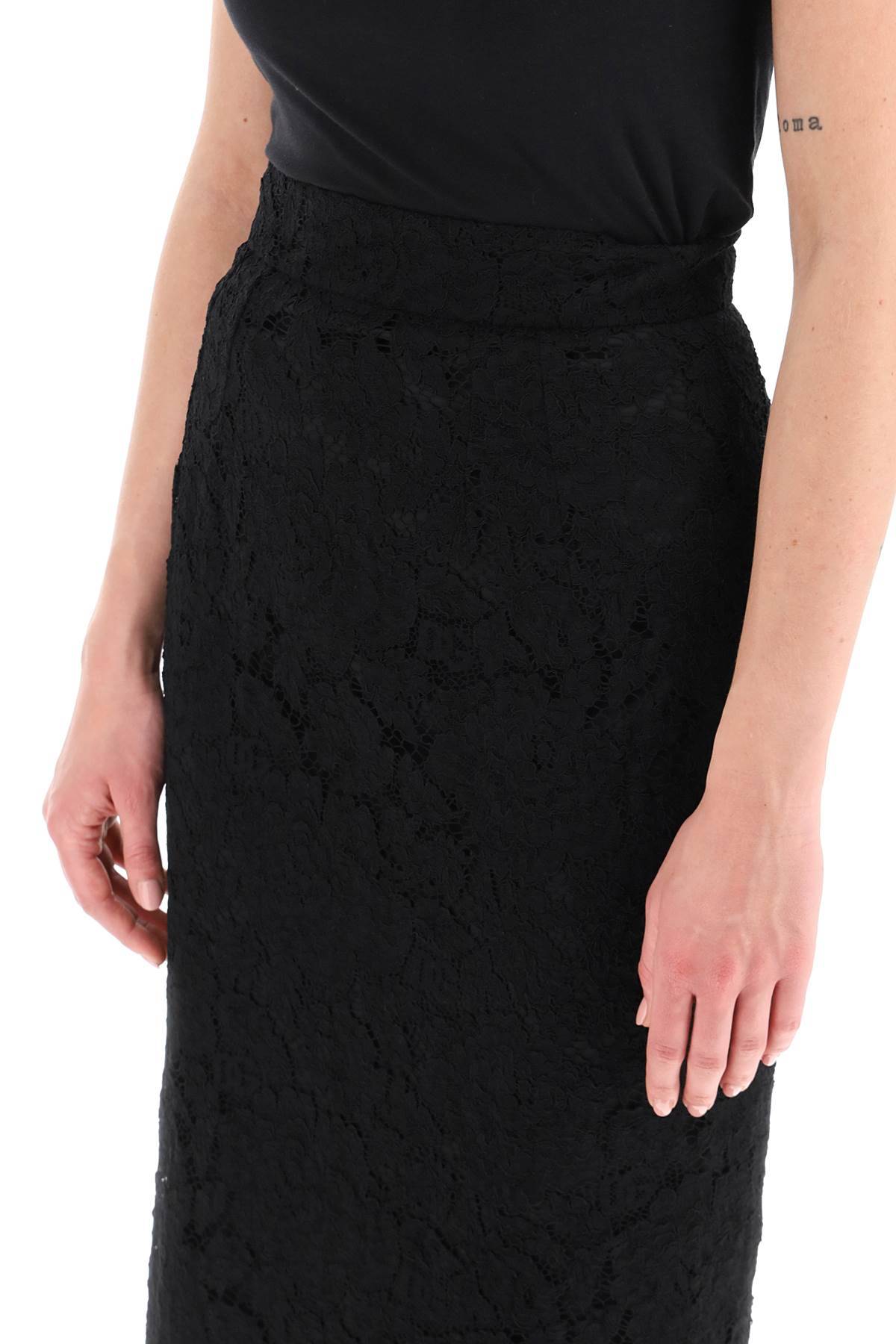 Shop Dolce & Gabbana Midi Lace Pencil Skirt In Black