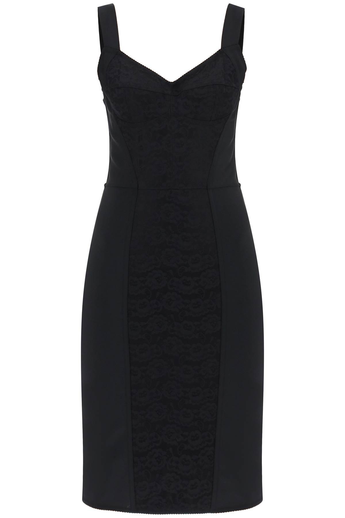 Shop Dolce & Gabbana Bustier Dress With Lace Insert In Black
