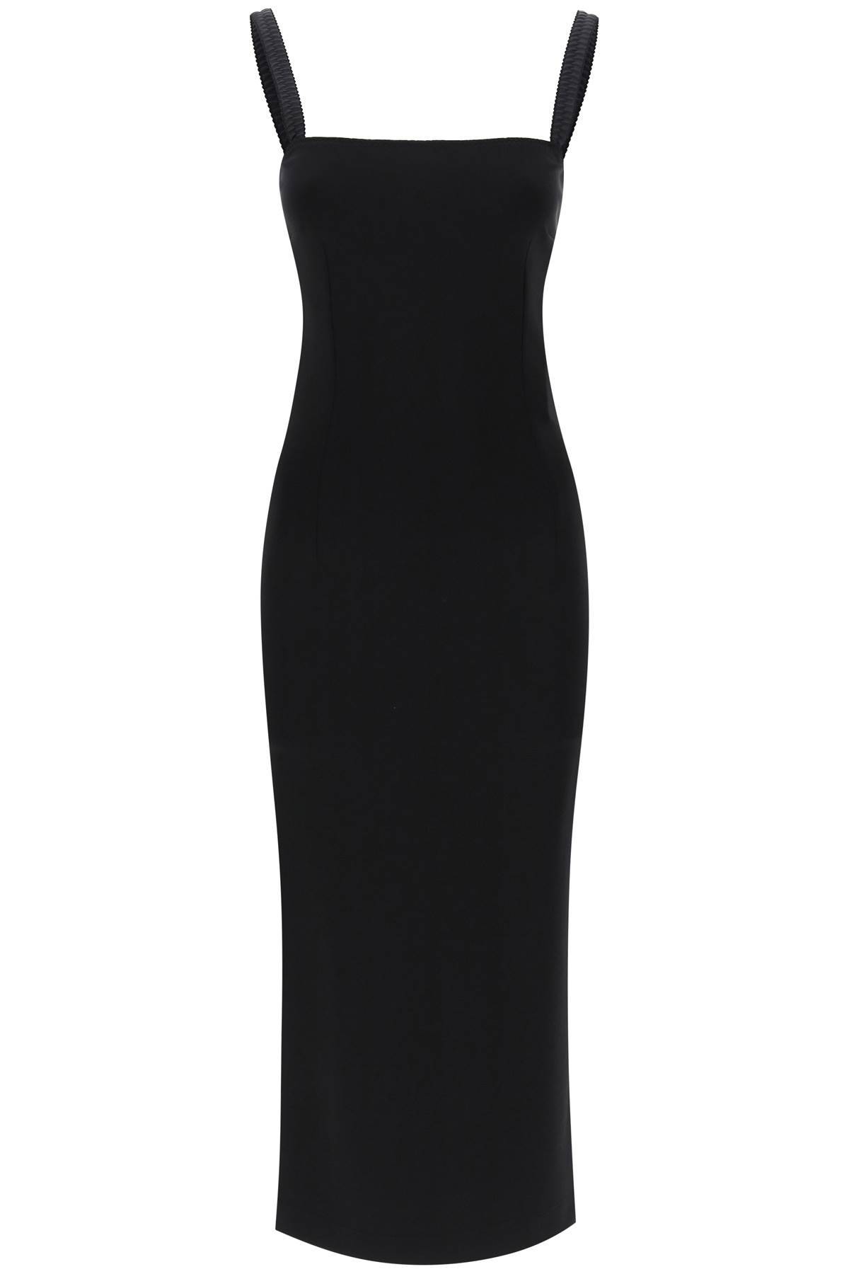 Shop Dolce & Gabbana Midi Sheath Dress In Milano Stitch Jersey In Black