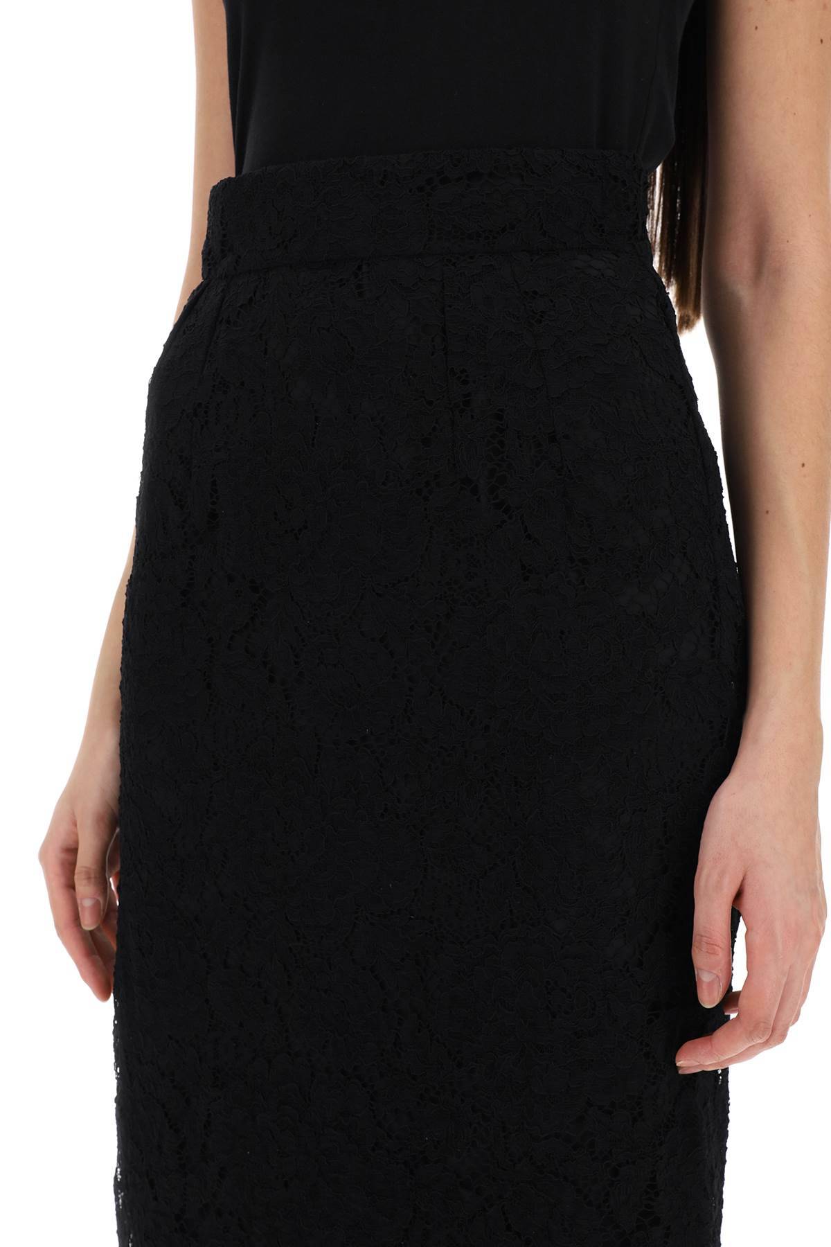 Shop Dolce & Gabbana Lace Pencil Skirt With Tube Silhouette In Black