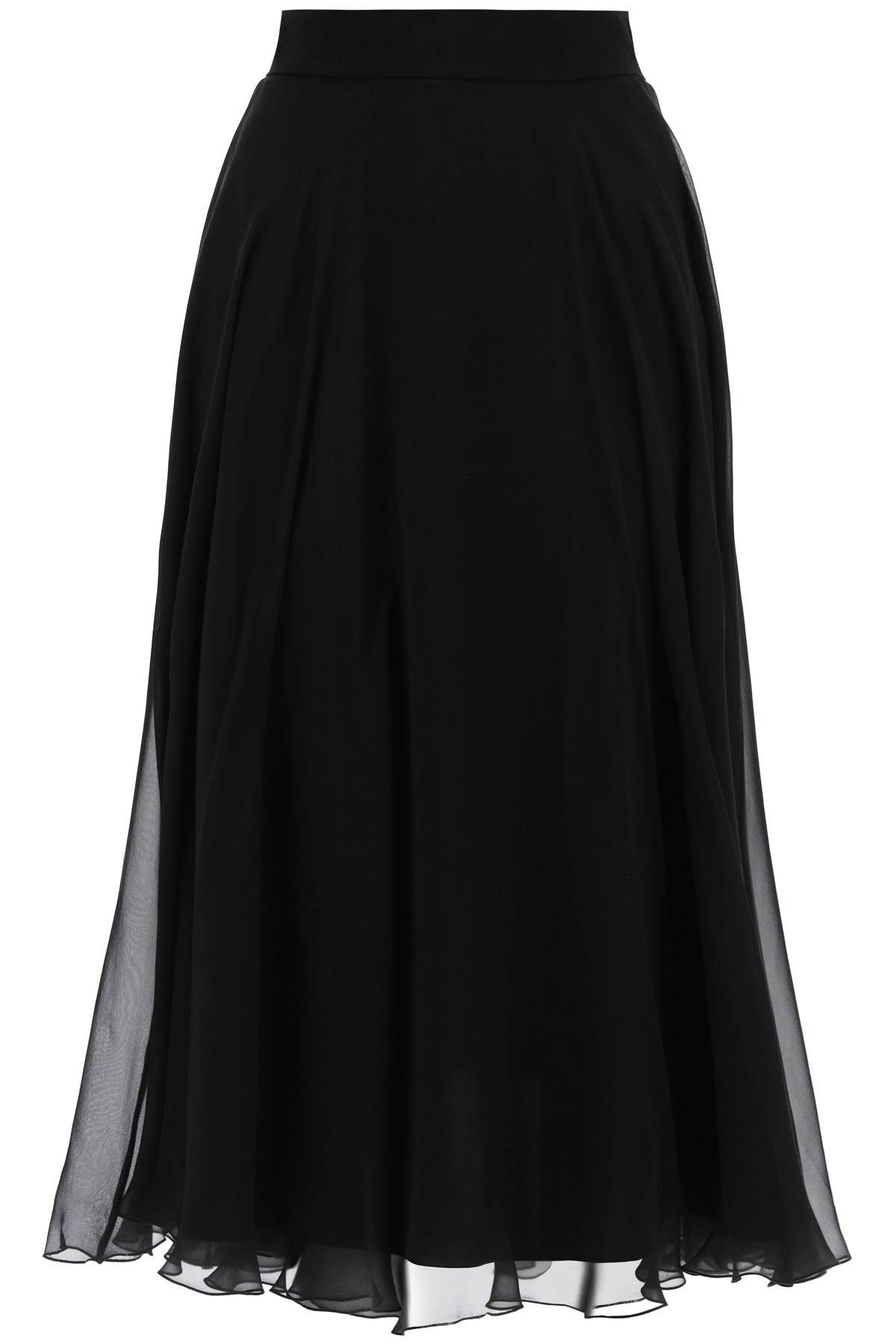 Shop Dolce & Gabbana Silk Flared Skirt With Wheel In Black