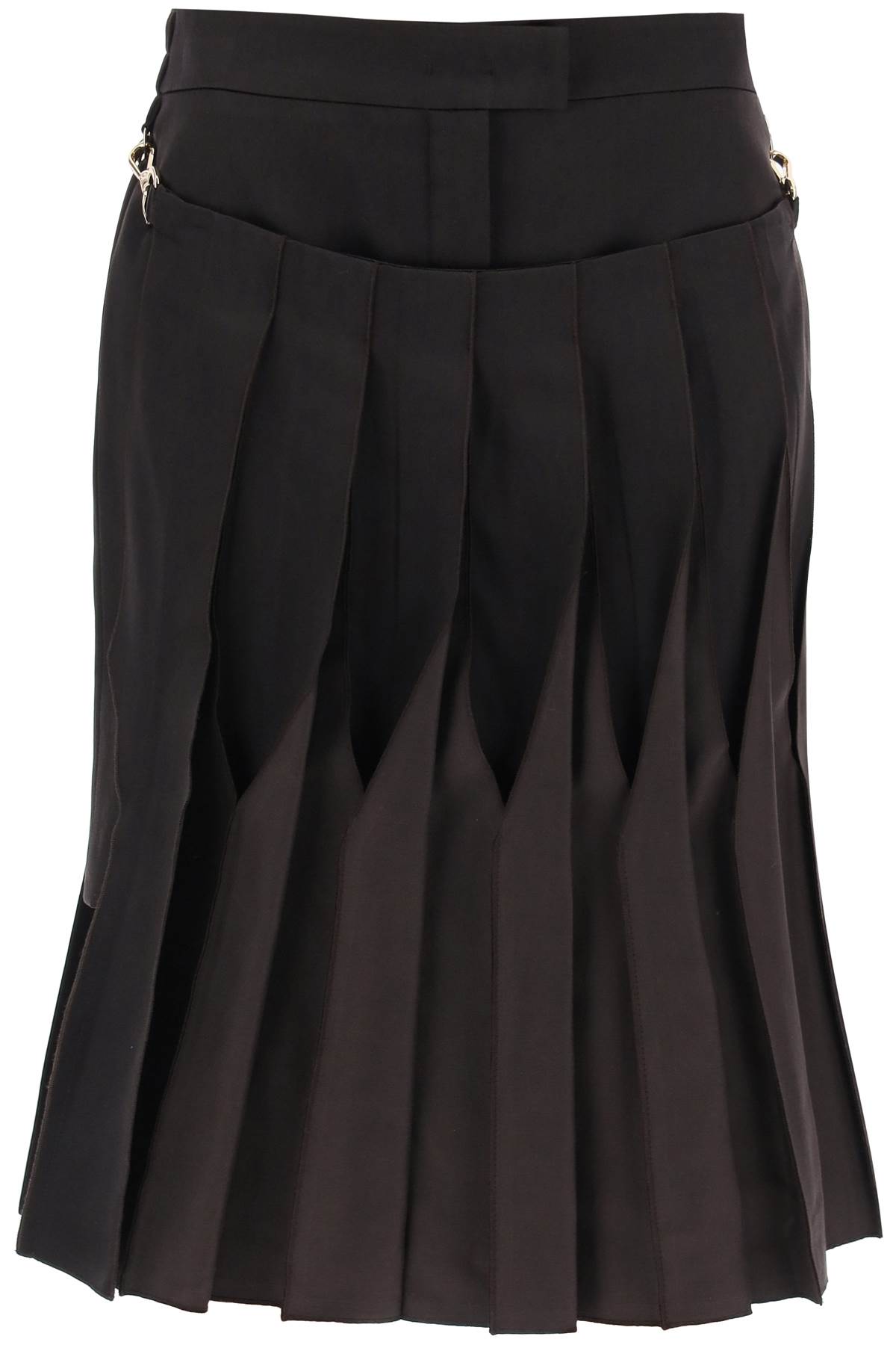Fendi Duchesse Skirt With Pleated Panel In Brown