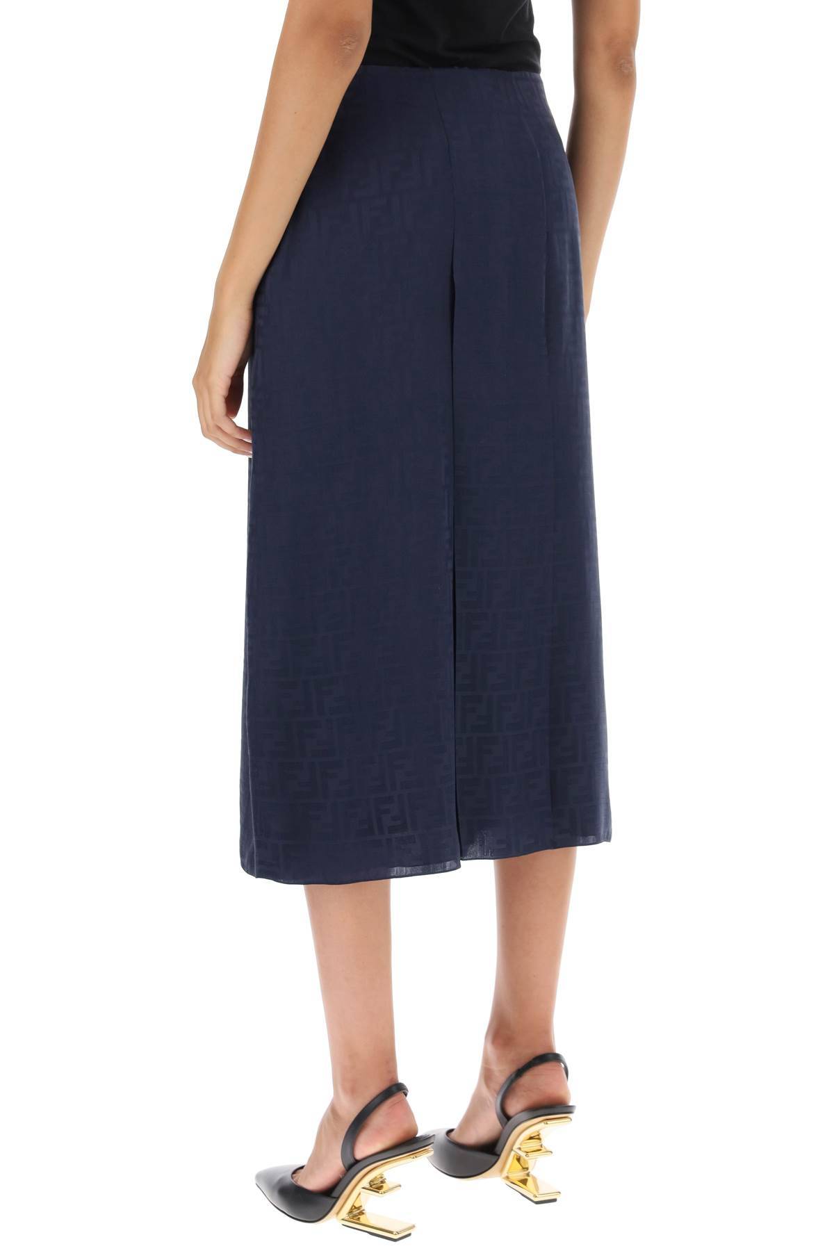 Shop Fendi Ff Jacquard Satin Pencil Skirt In Blue