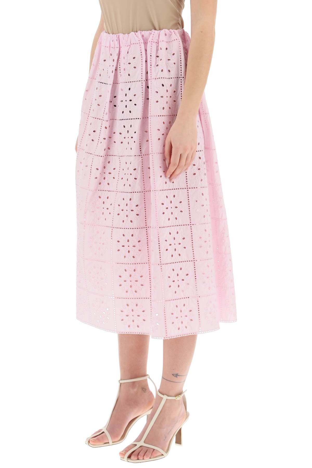 Shop Ganni Broderie Anglaise Skirt In Purple