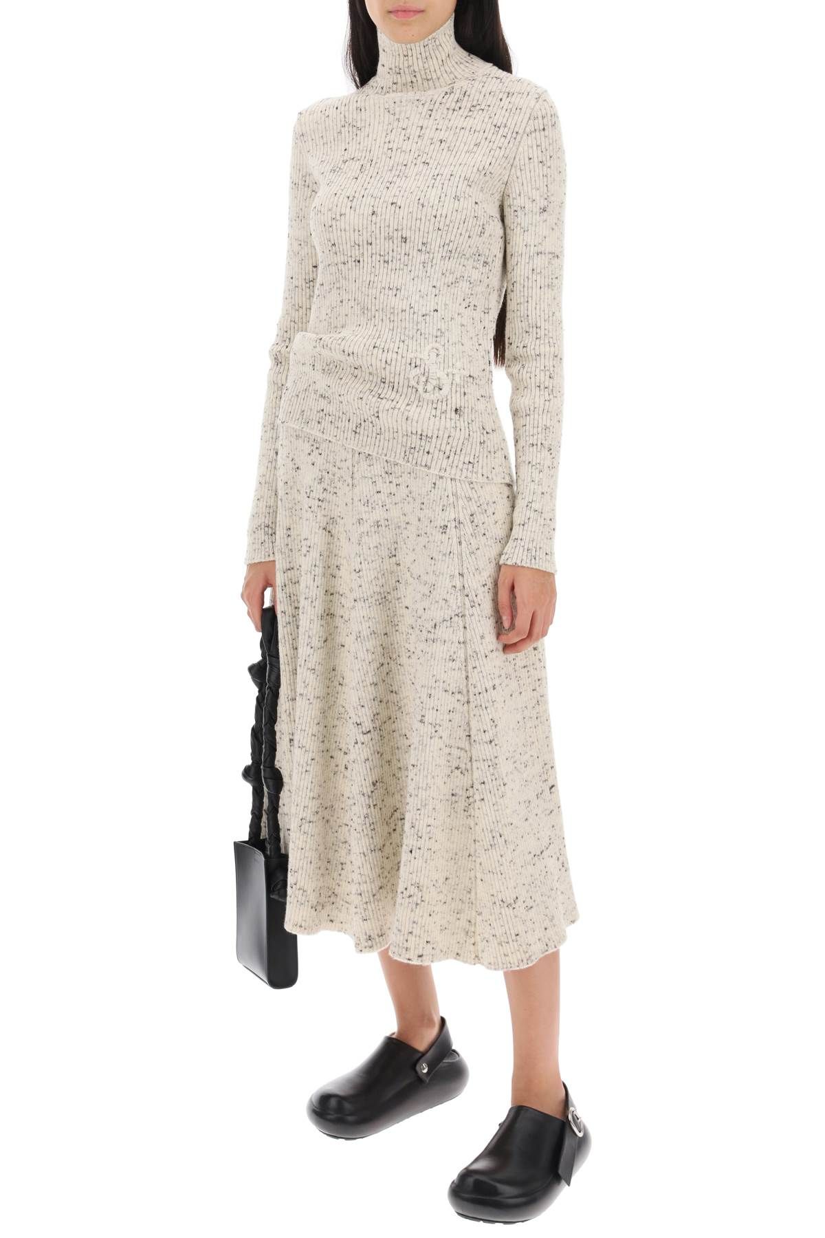 Shop Jil Sander Speckled Wool Midi Skirt In White