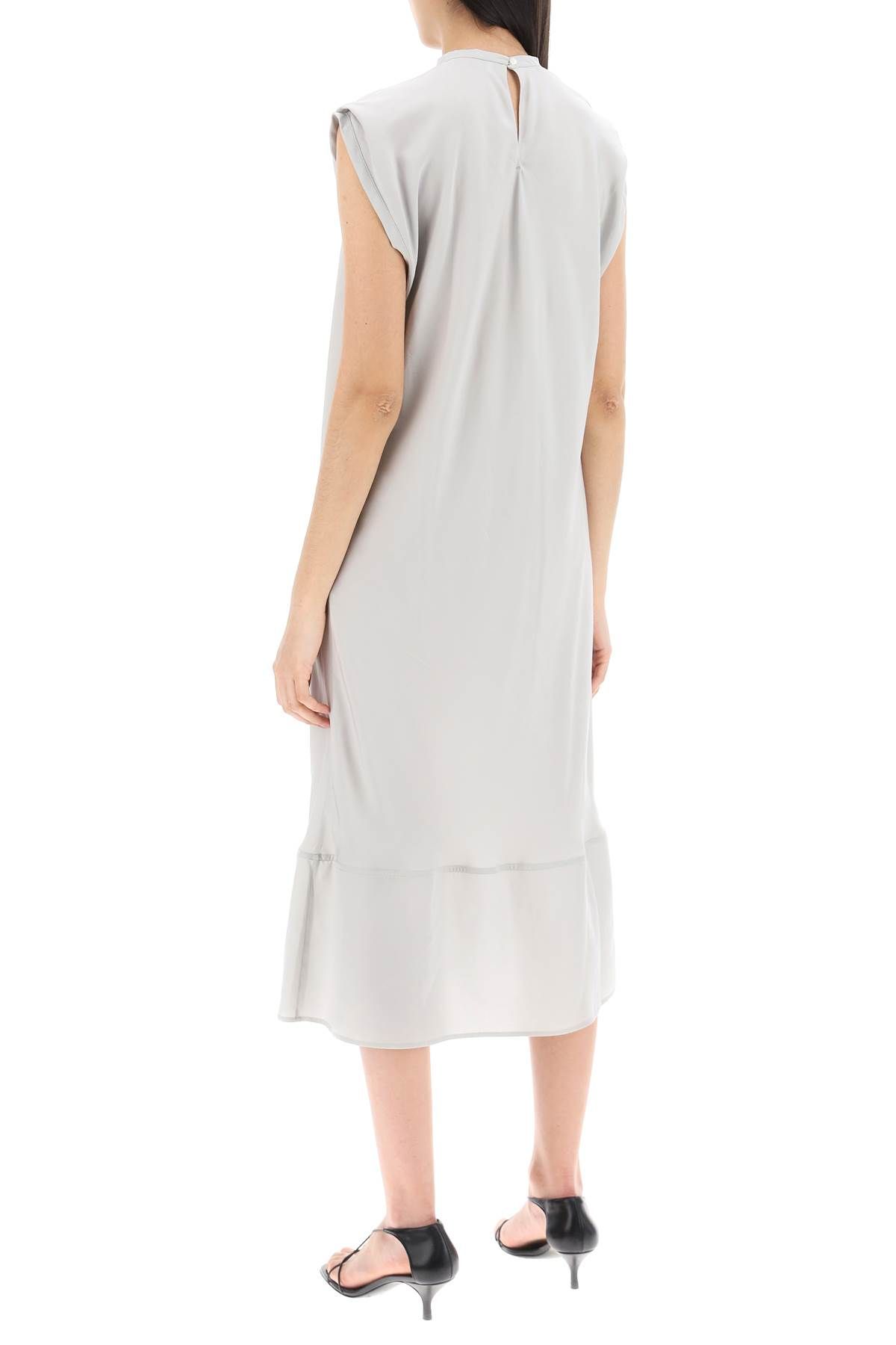 Shop Lemaire Midi Dress With Diagonal Cut In In Grey