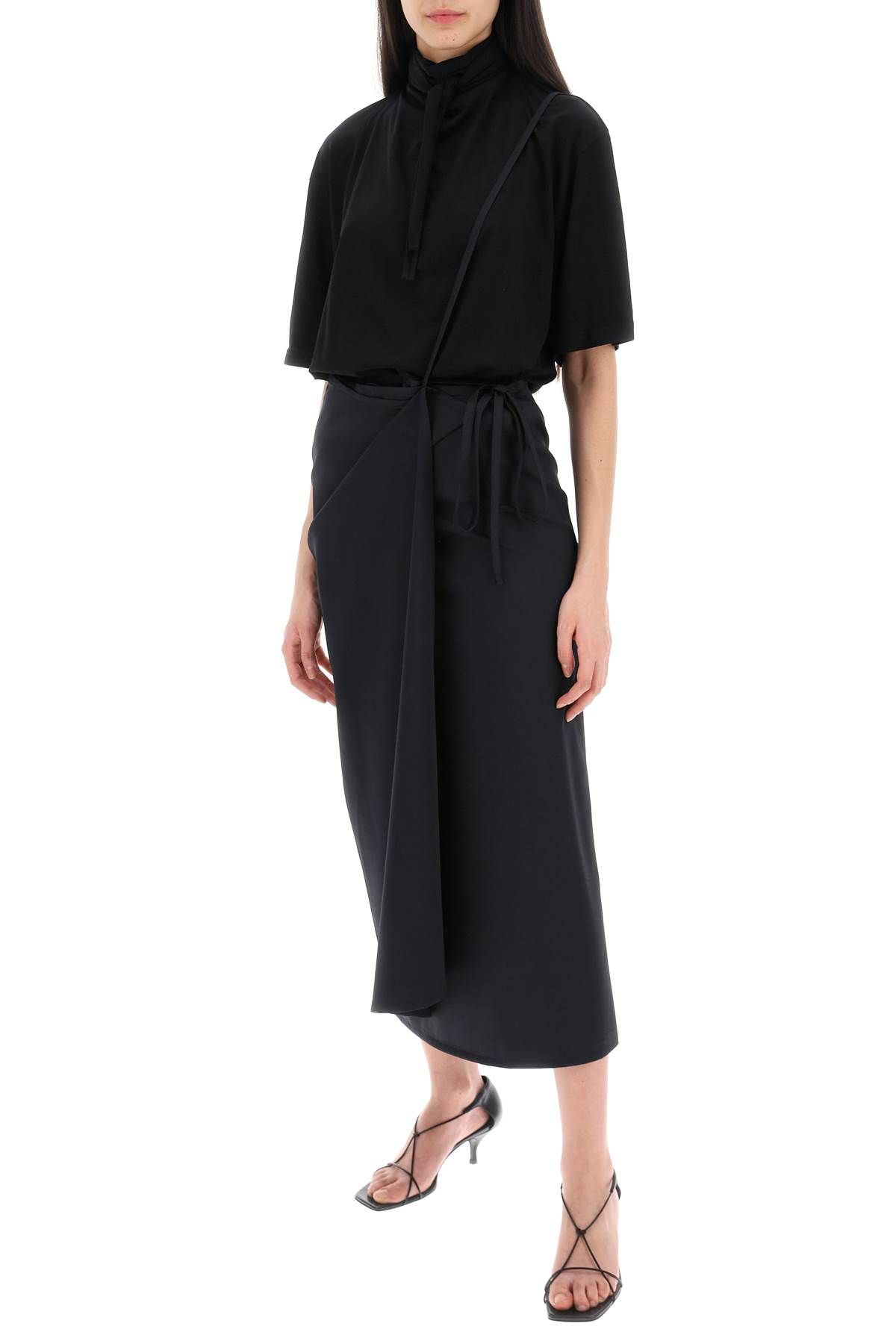 Shop Lemaire Wool Wrap Skirt With Pockets In Black