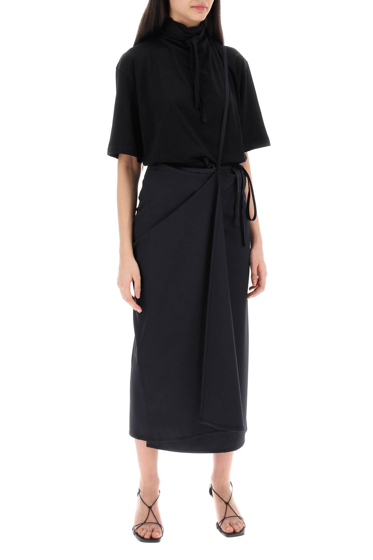 Shop Lemaire Wool Wrap Skirt With Pockets In Black