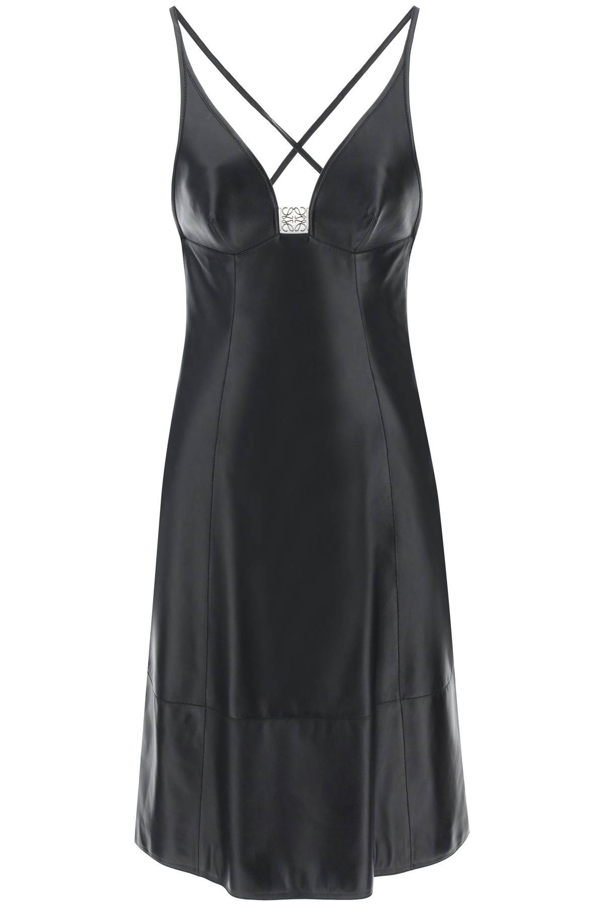 Shop Loewe Anagram Nappa Midi Dress In Black