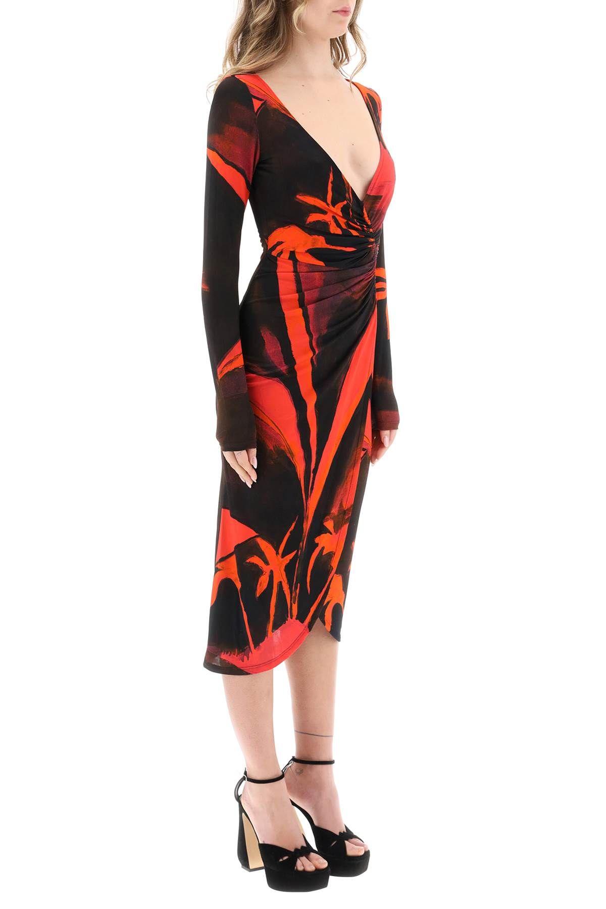 Shop Louisa Ballou 'summer Solstice' Jersey Midi Dress In Black,red