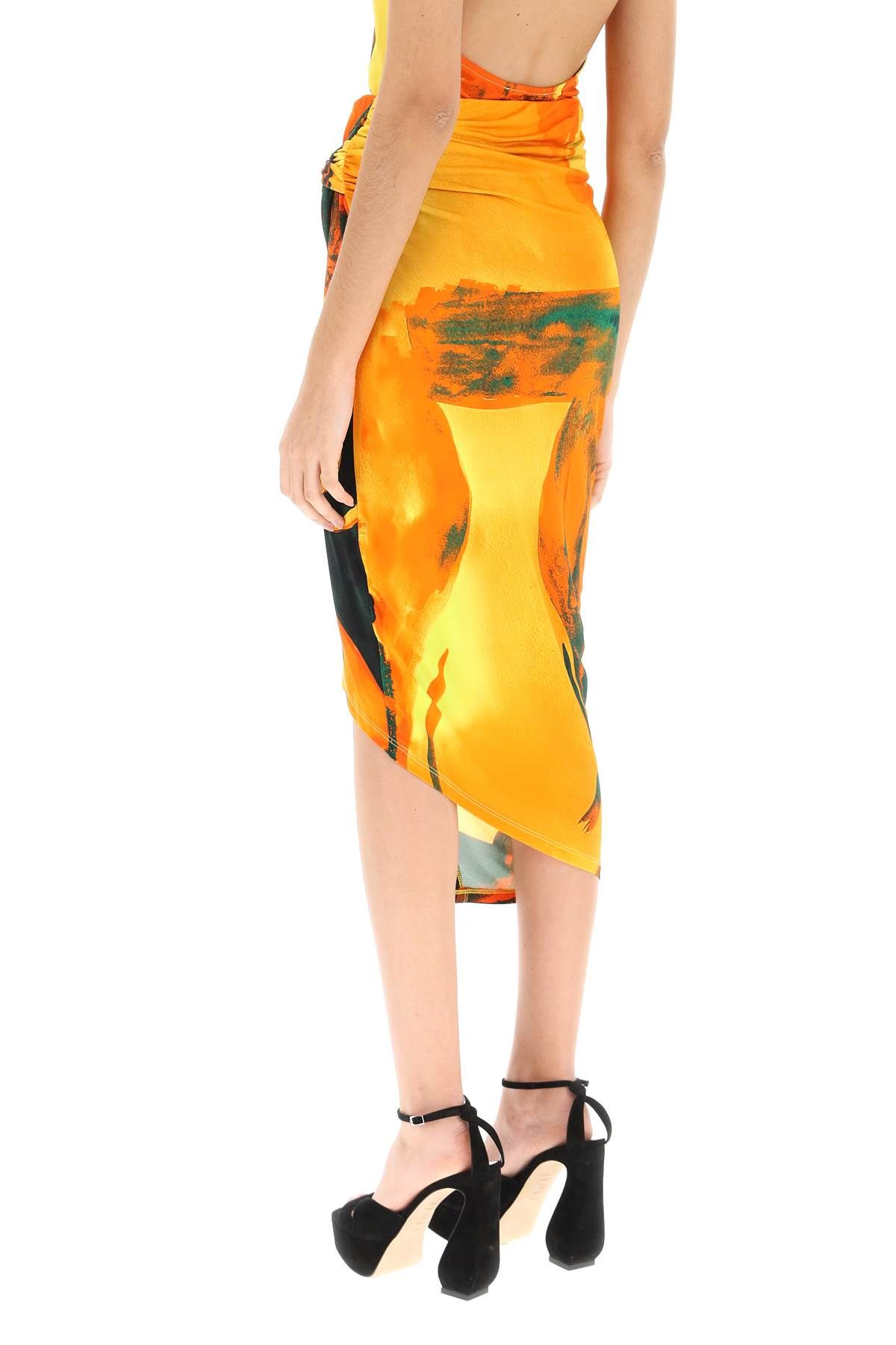 Shop Louisa Ballou Coastline Midi Skirt In Orange,yellow