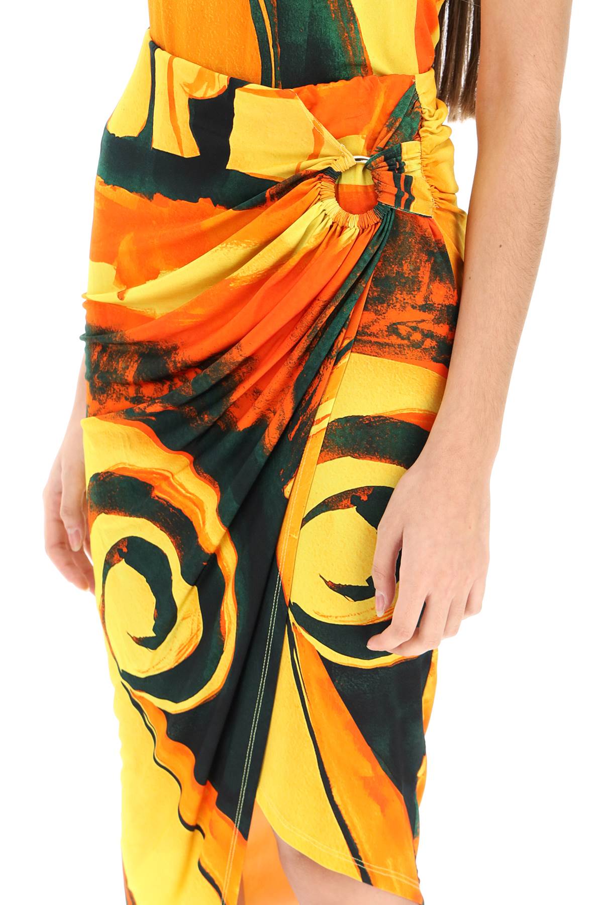 Shop Louisa Ballou Coastline Midi Skirt In Orange,yellow