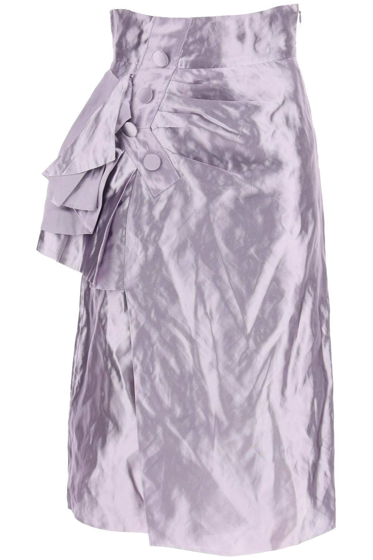 Shop Maison Margiela "metallic Satin Midi Wrap Skirt With In Metallic,purple