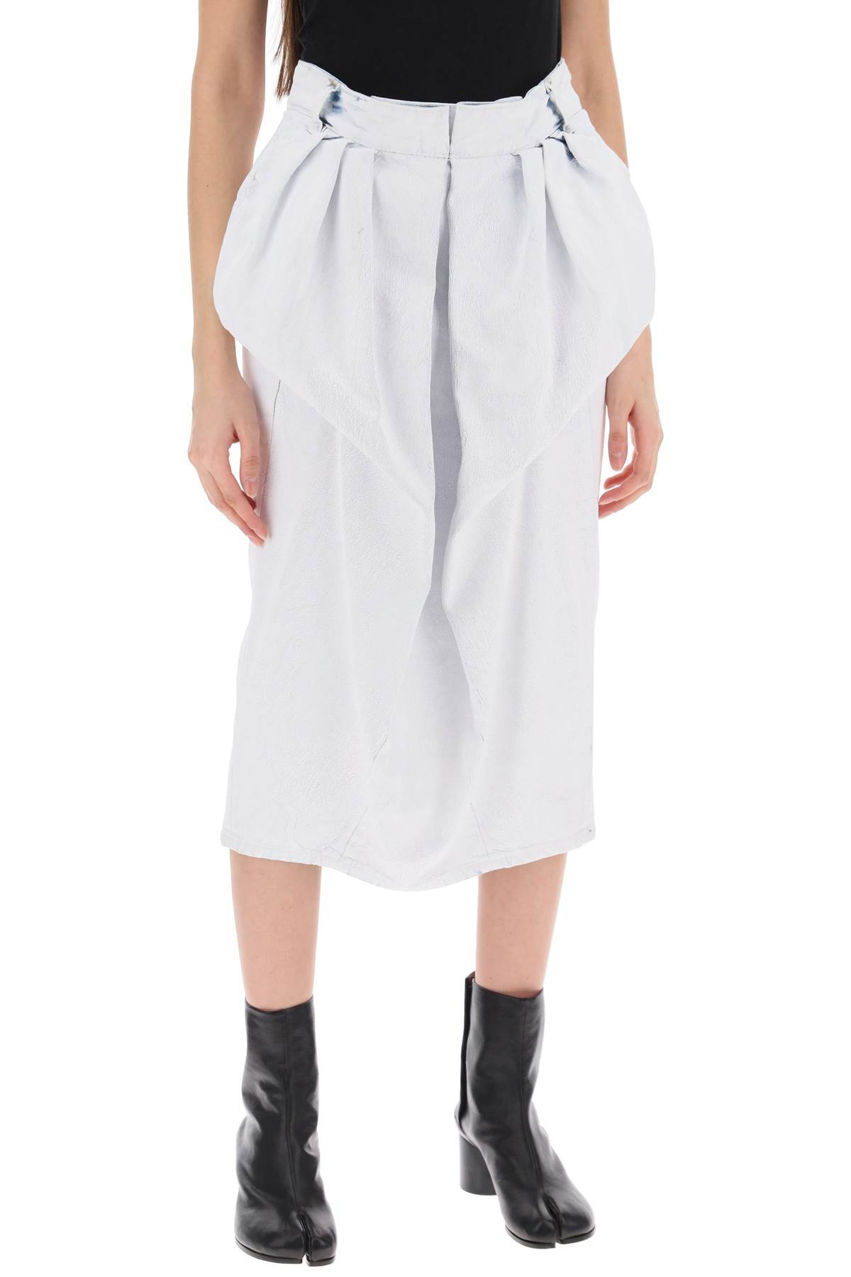 Shop Maison Margiela Crinkled Denim Ruffled Skirt In White