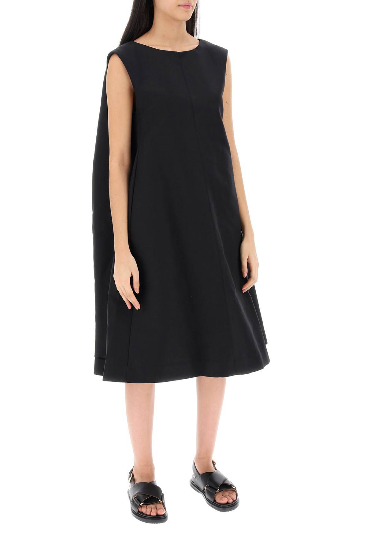 Shop Marni Flared Dress In Cotton Cady In Black