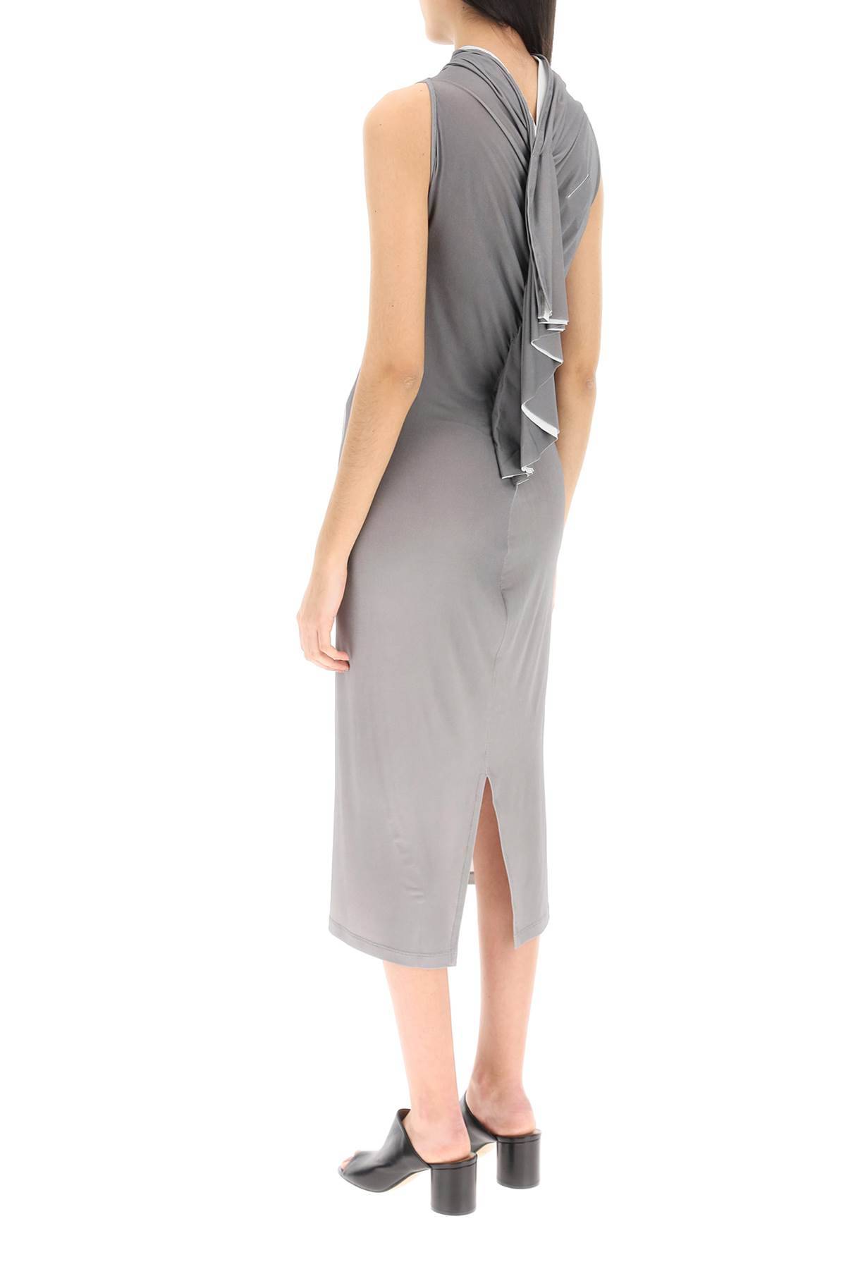 Shop Mm6 Maison Margiela Dummy Print Jersey Midi Dress In Grey