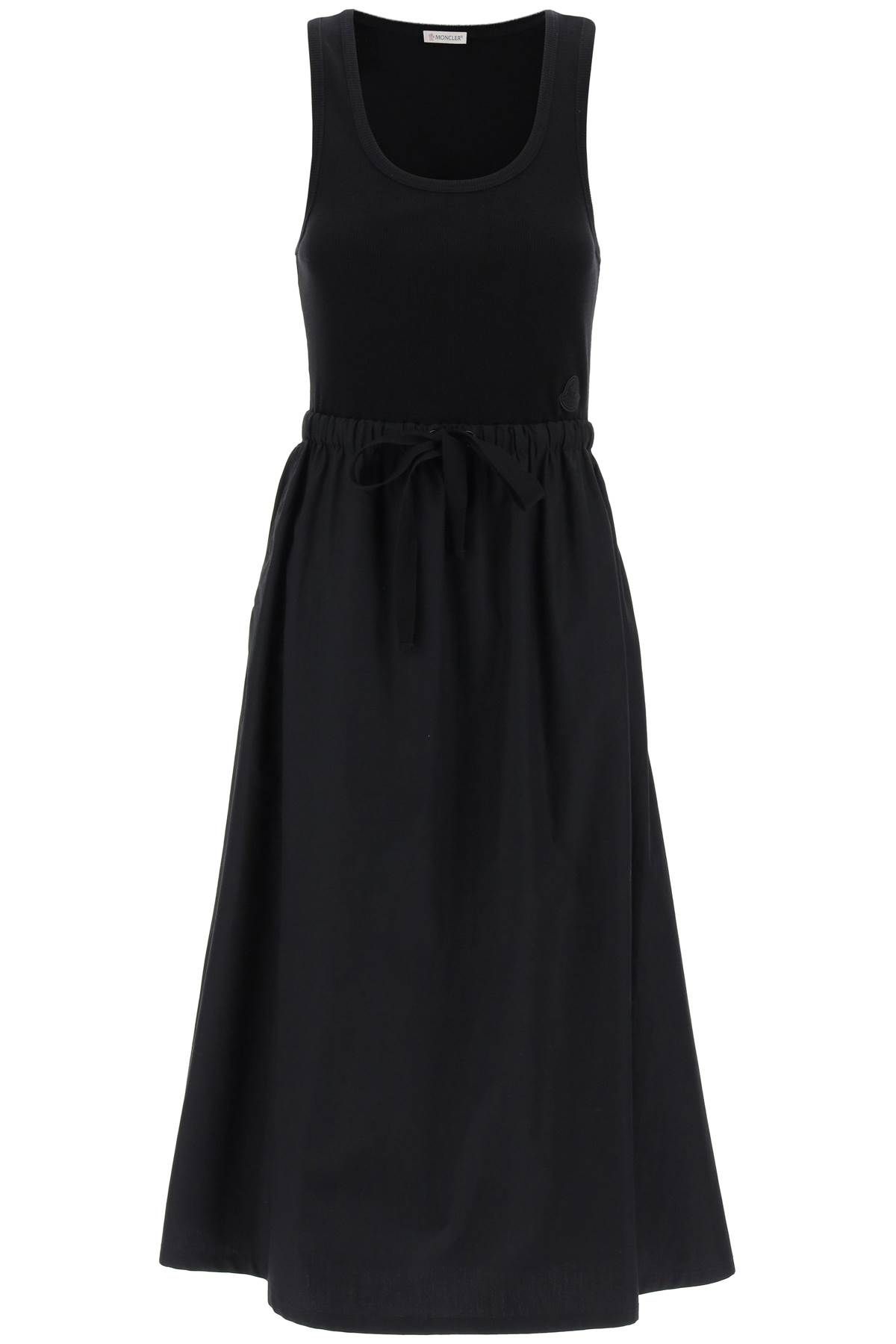Shop Moncler Two-tone Midi Dress In Black