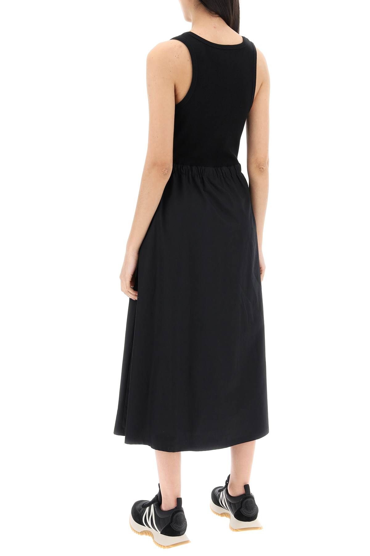 Shop Moncler Two-tone Midi Dress In Black
