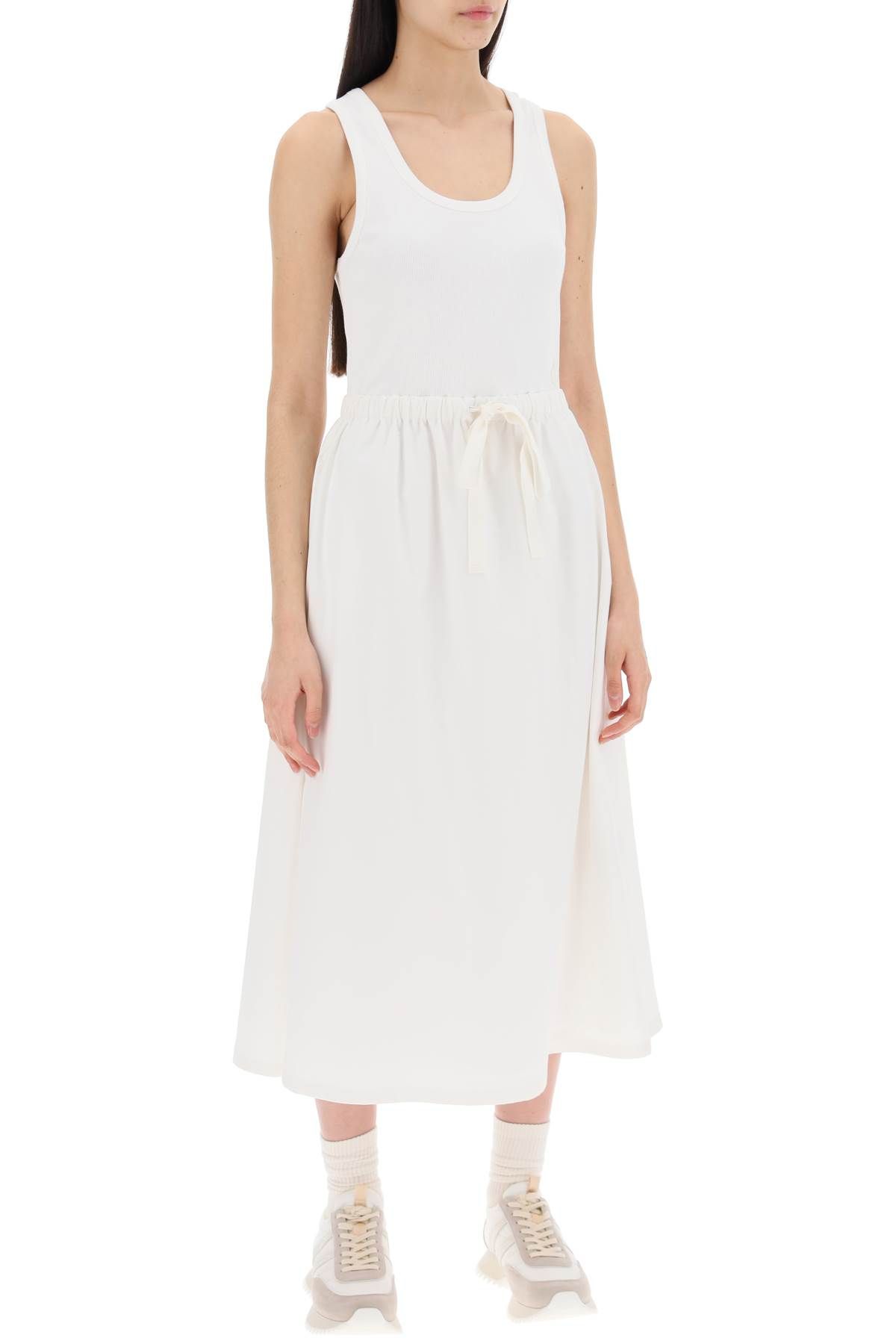 Shop Moncler Two-tone Midi Dress In White