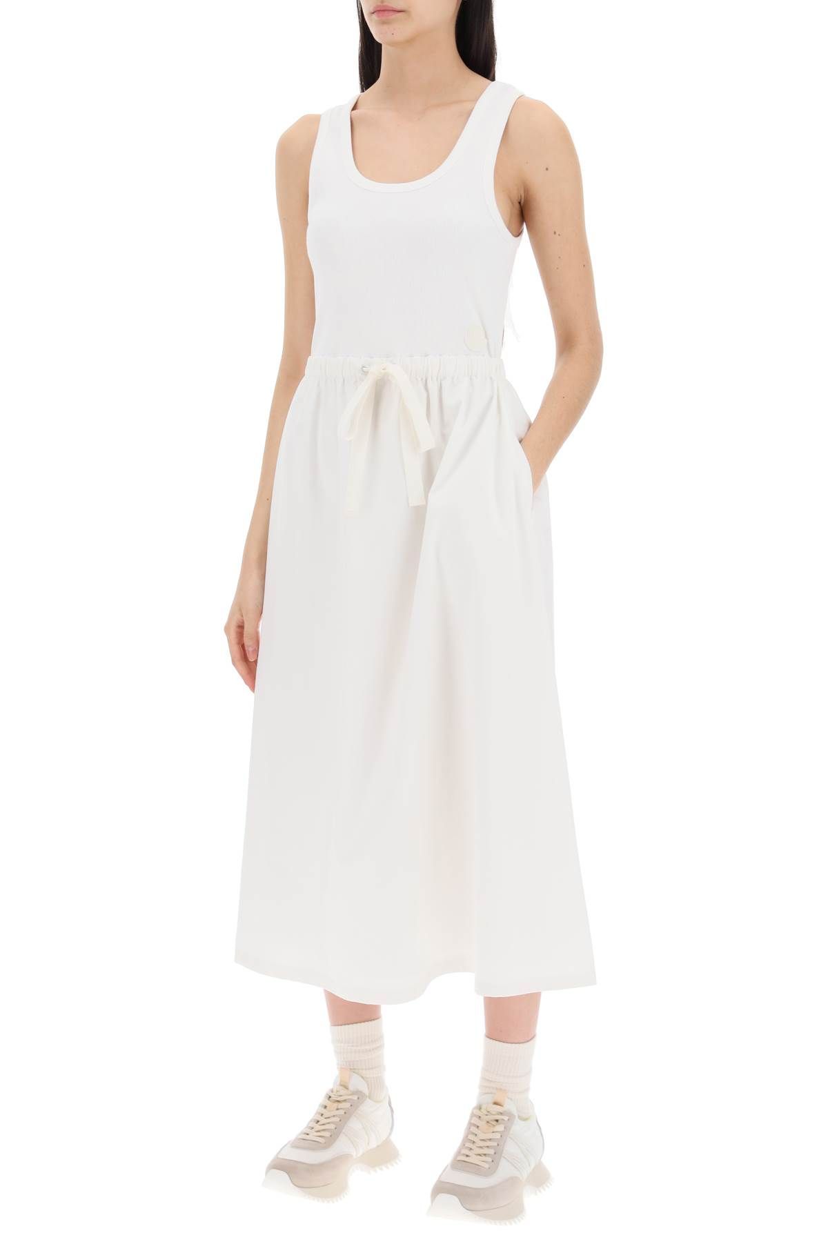Shop Moncler Two-tone Midi Dress In White