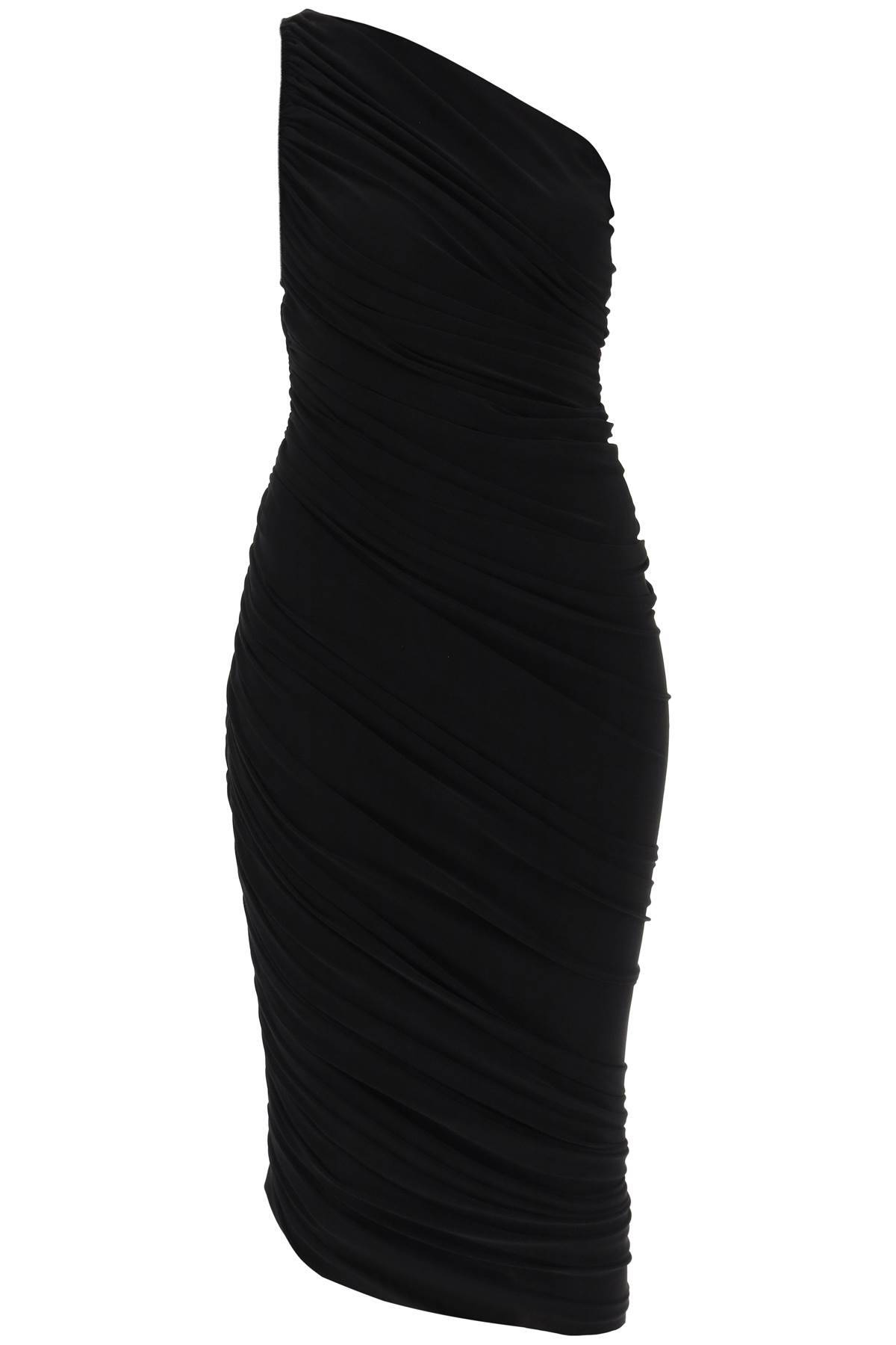 Shop Norma Kamali 'diana' Ruched One-shoulder Dress In Black