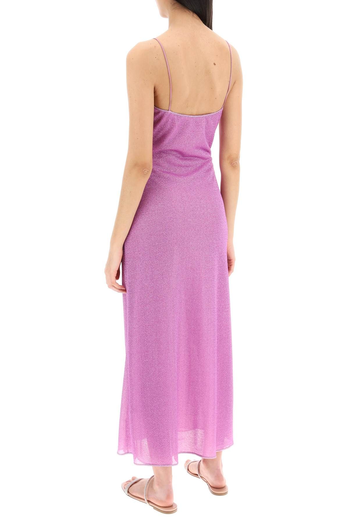 Shop Oseree Lurex Knit Midi Dress In In Pink,fuchsia