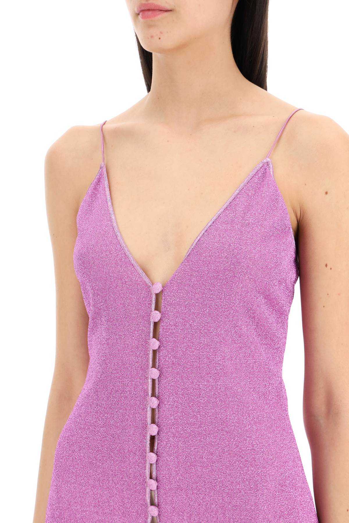 Shop Oseree Lurex Knit Midi Dress In In Pink,fuchsia