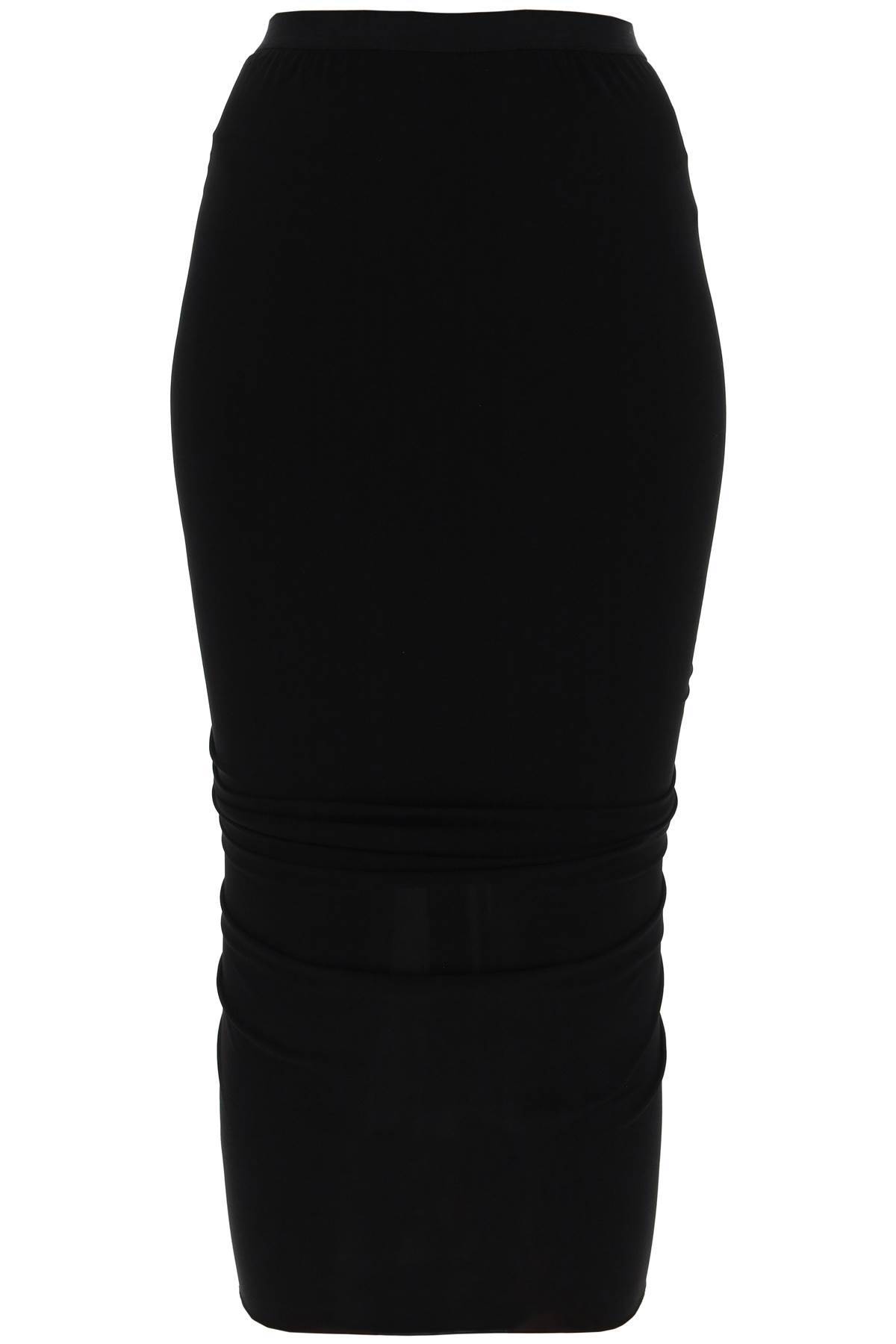 Shop Rick Owens "jersey Midi Skirt With Shrimp In Black