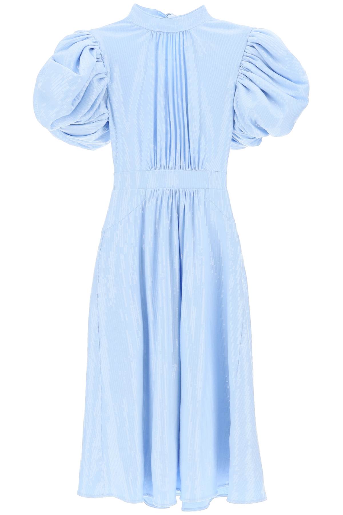 Shop Rotate Birger Christensen Midi Sequin Dress With Balloon Sleeves In Light Blue