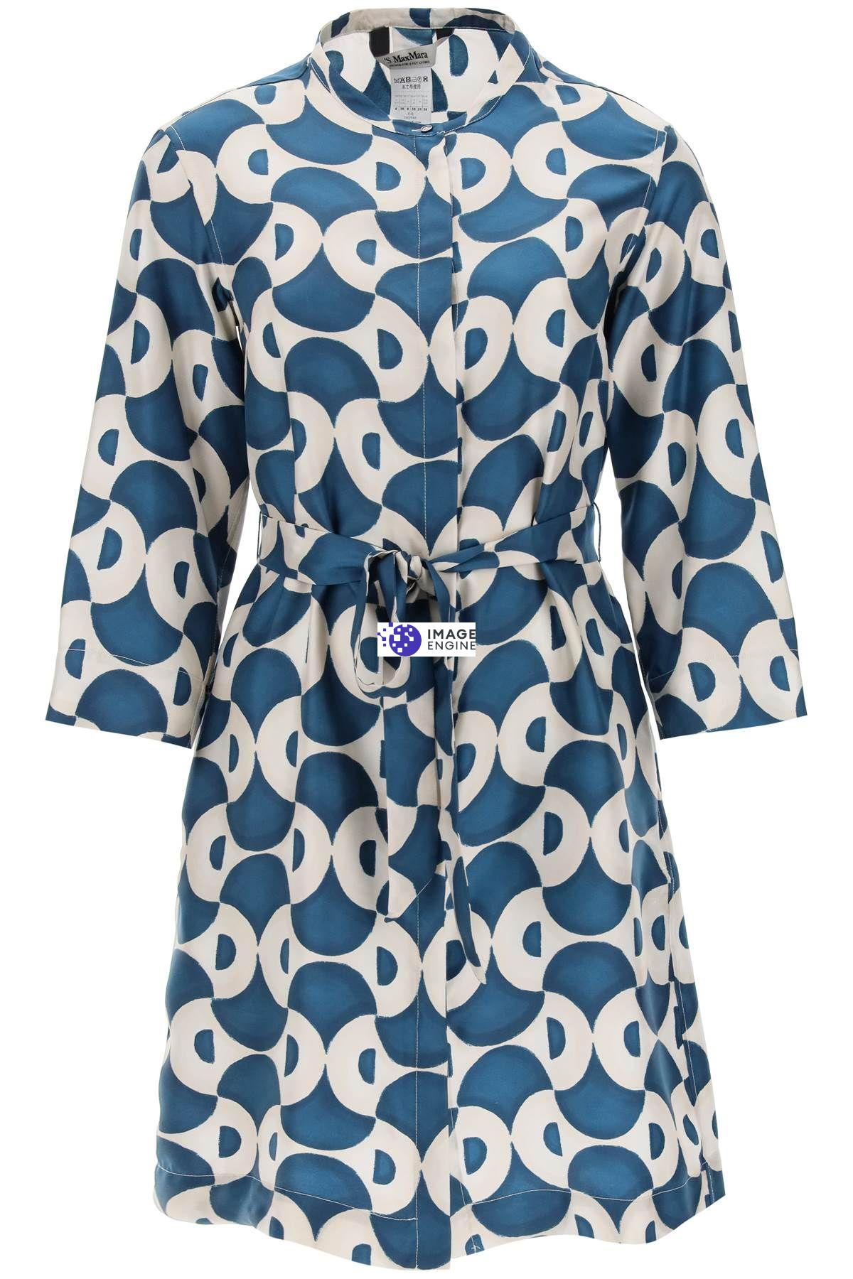 S Max Mara ' Woman Mini Dress Ivory Size 8 Silk In Blue,beige