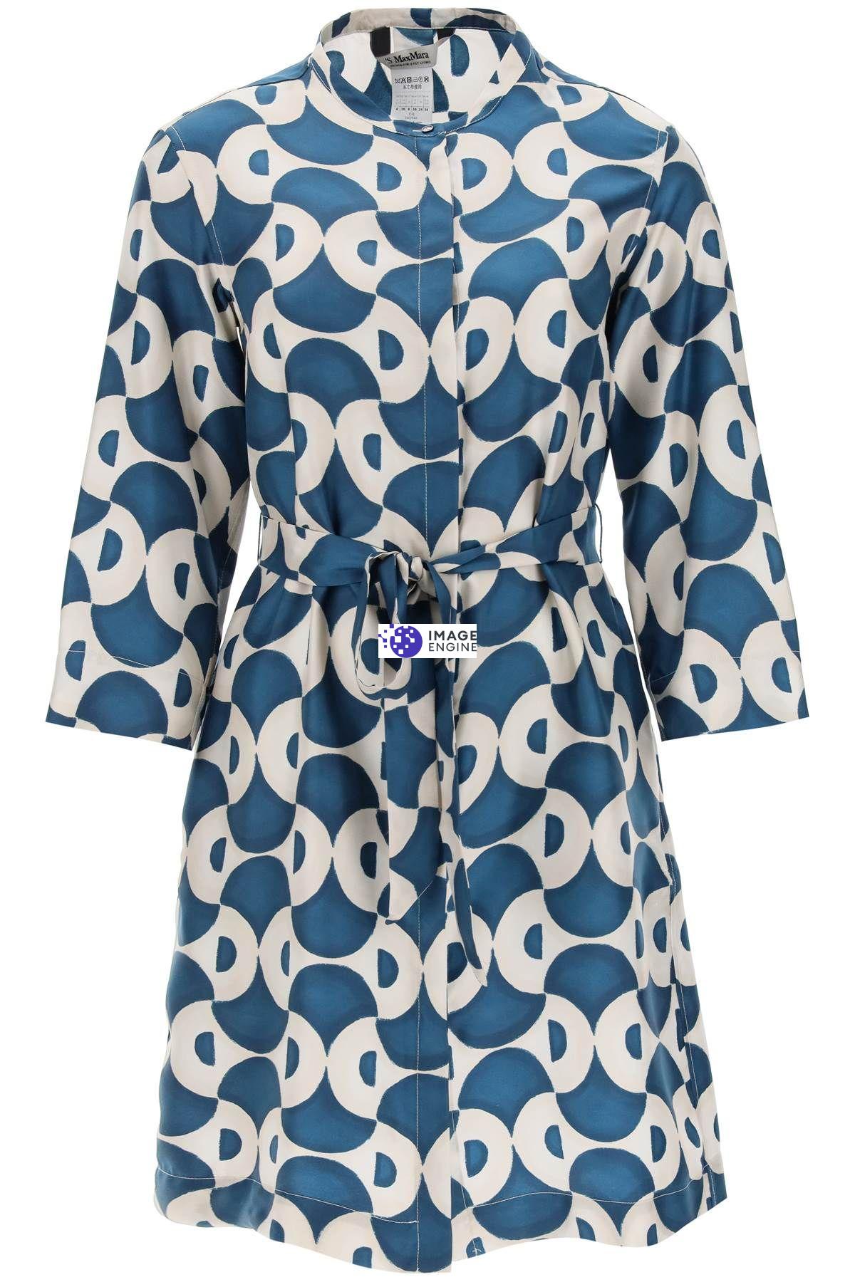 Shop 's Max Mara 'timek' Chemisier Dress In Printed Silk In Blue,beige