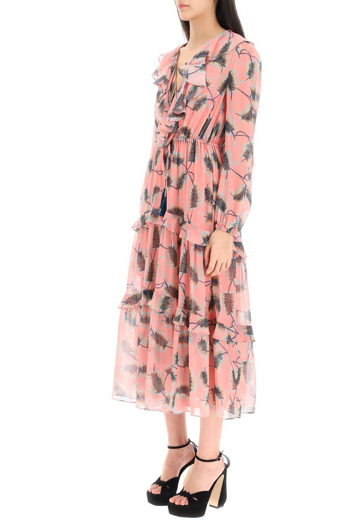 Shop Saloni 'yara' Silk Midi Dress In Pink