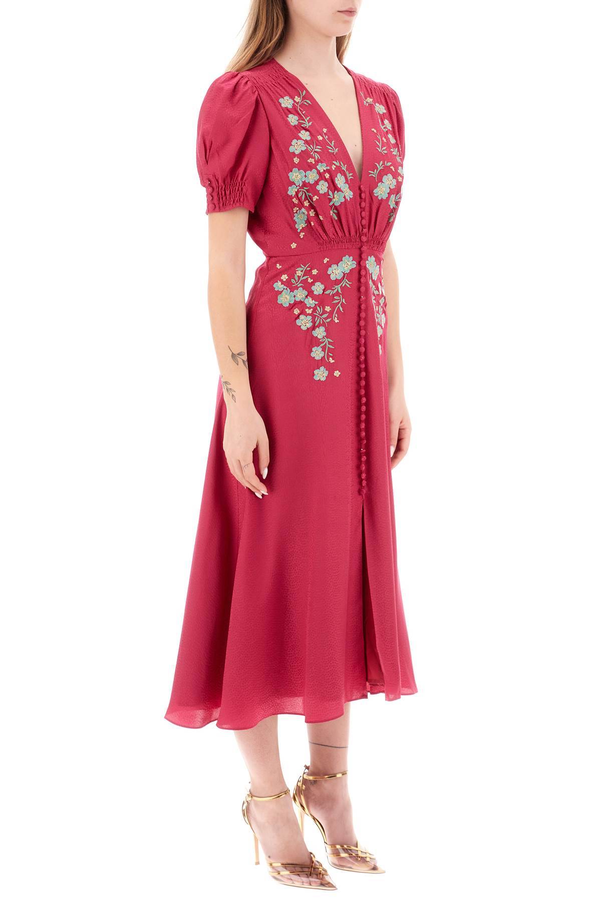 Shop Saloni 'lea' Midi Dress In Fuchsia