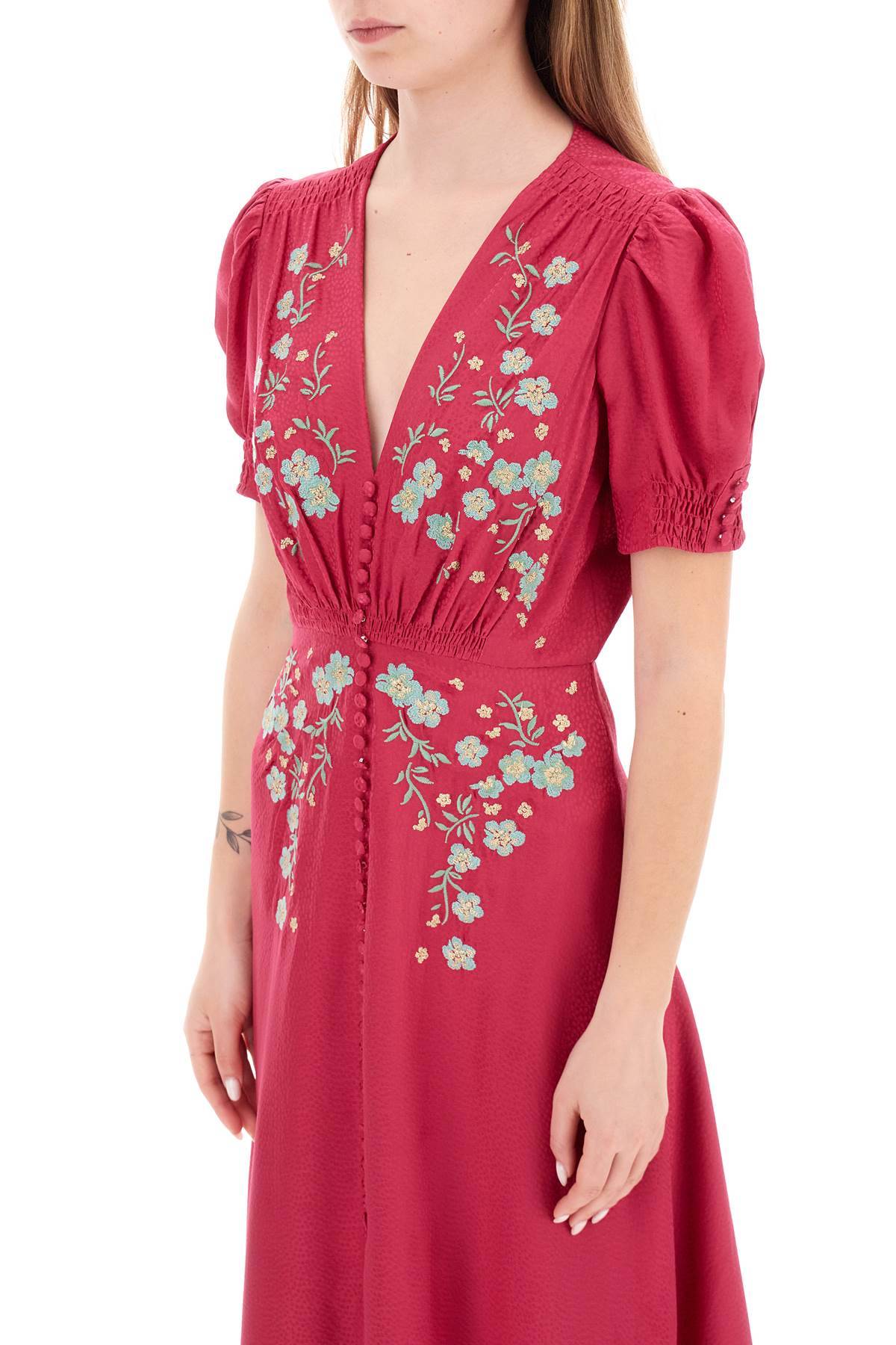 Shop Saloni 'lea' Midi Dress In Fuchsia